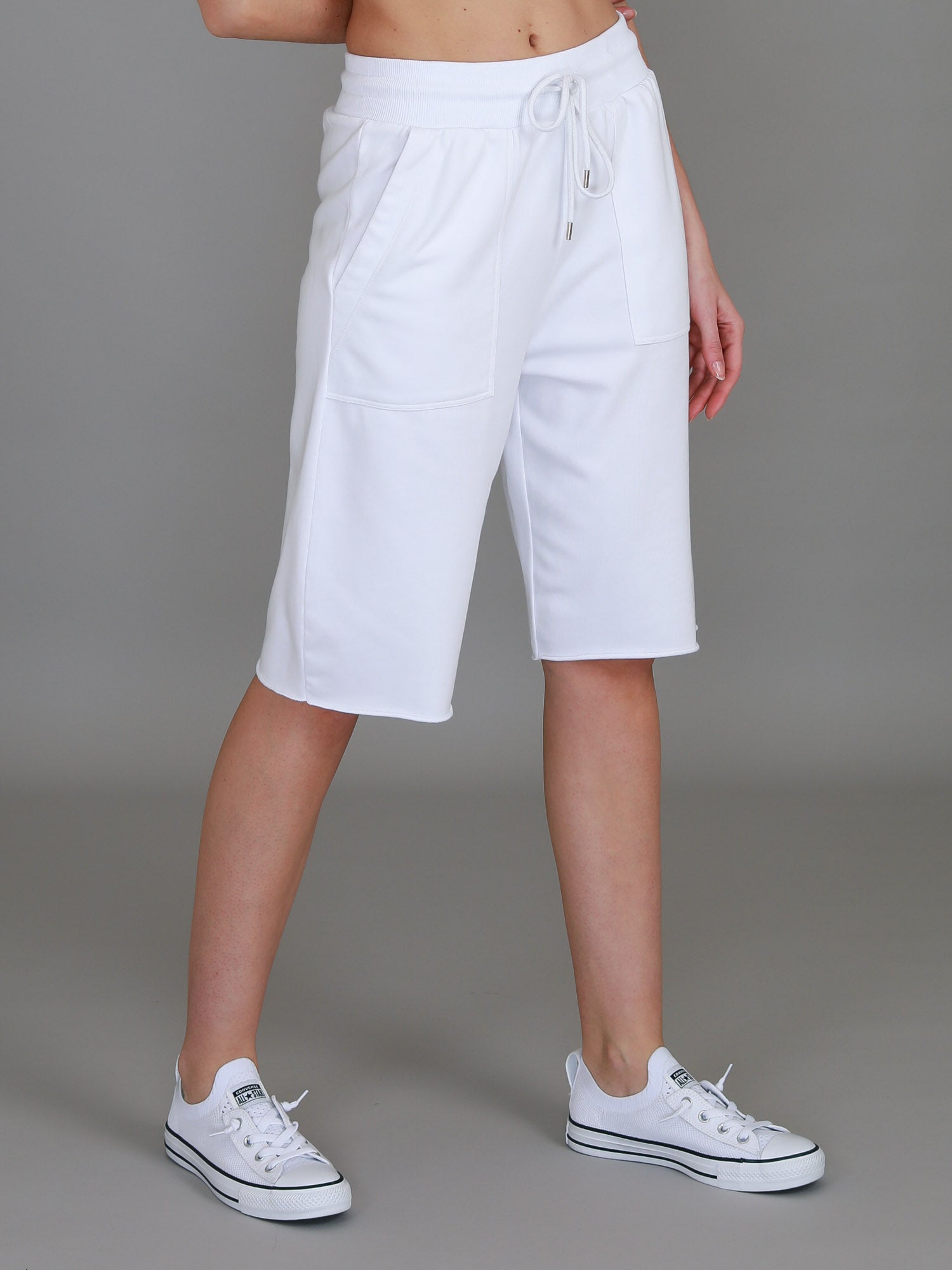 high waisted white shorts #color_white