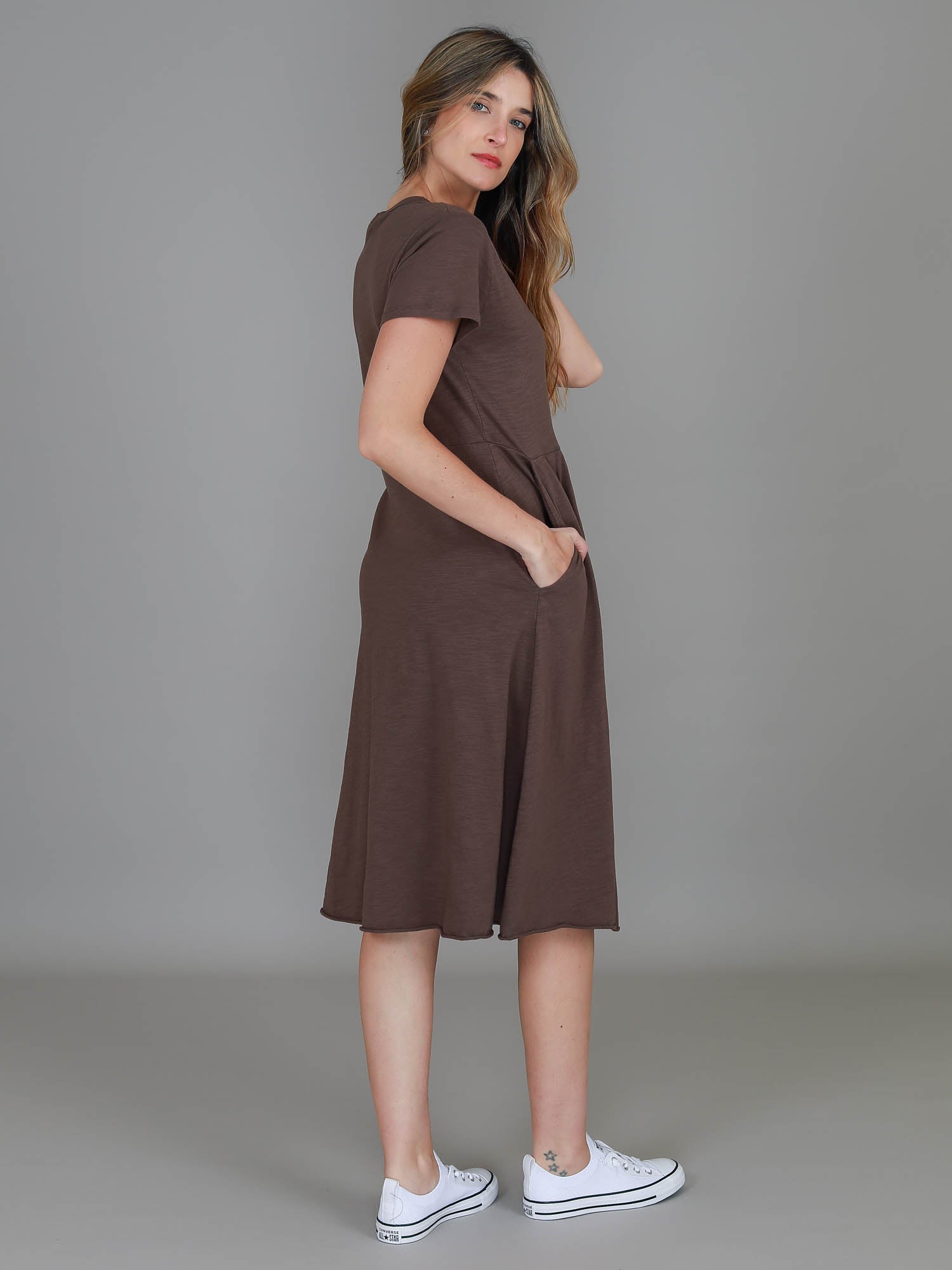 brown spring dress #color_coffee