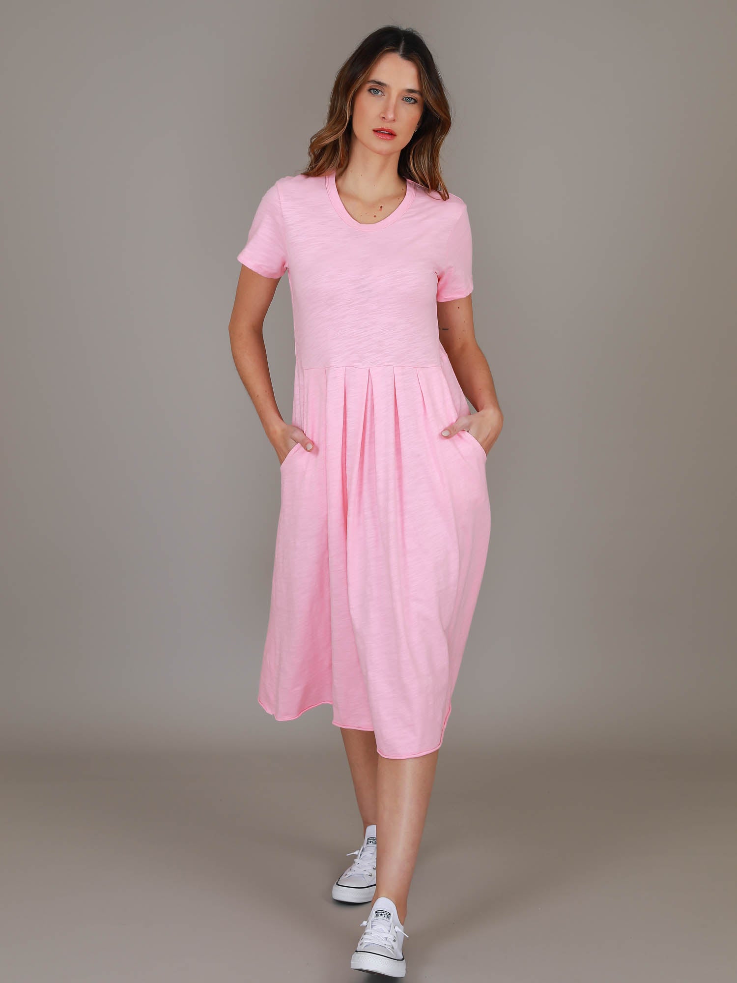 pink casual dress #color_powder pink