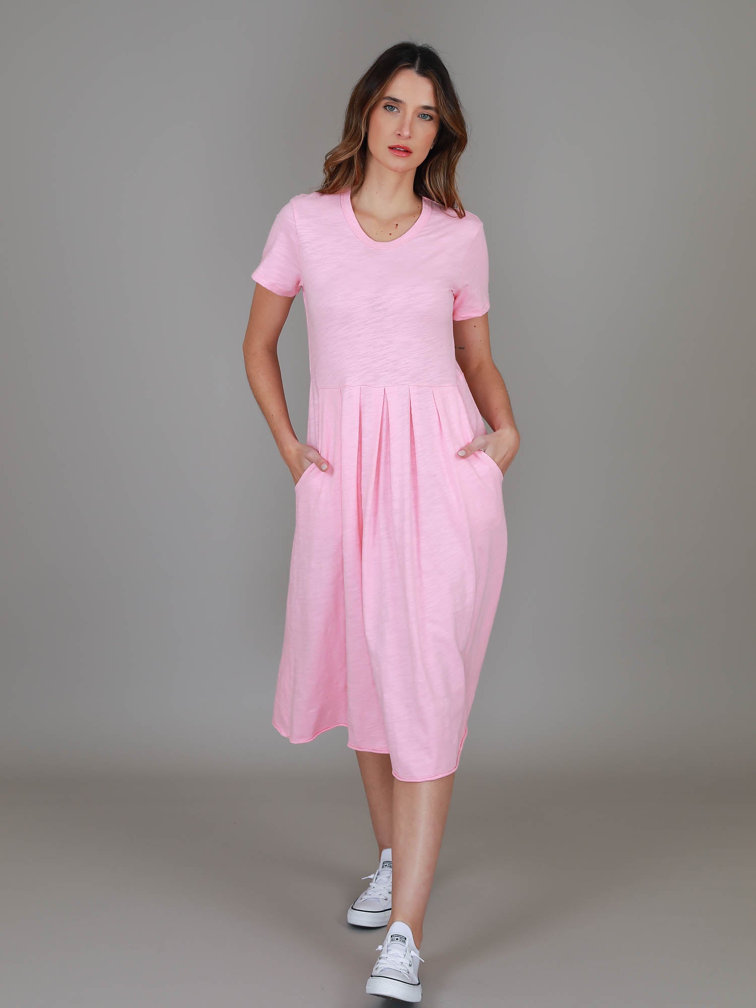 pink casual dress #color_powder pink