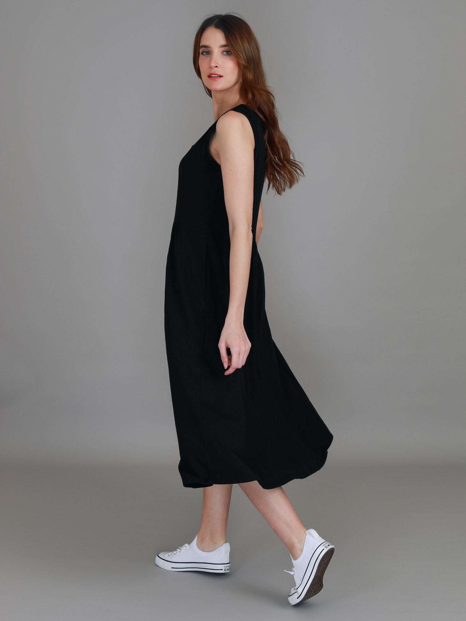 sleeveless cotton dress #color_black
