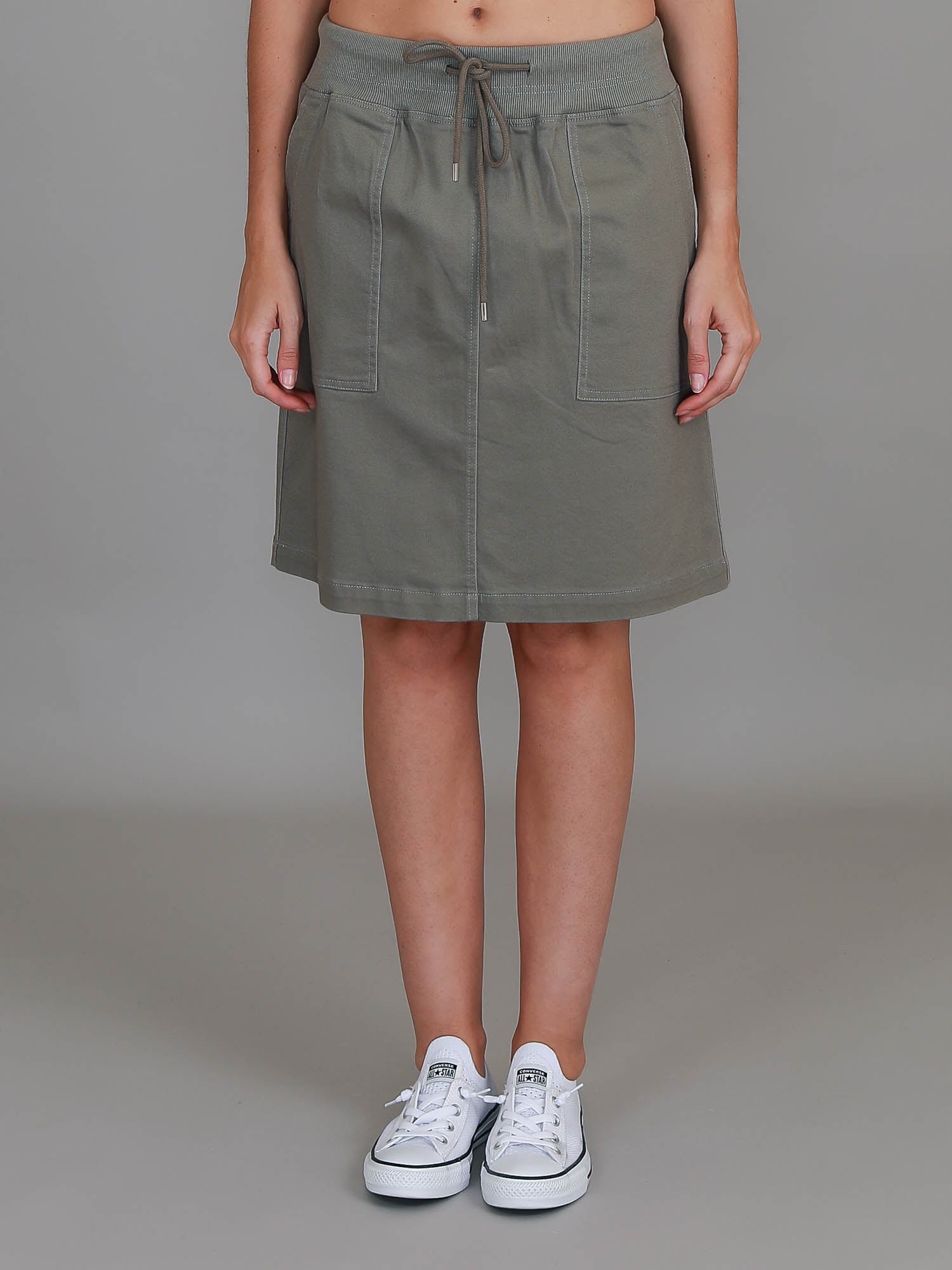 womens skirts knee length #color_khaki