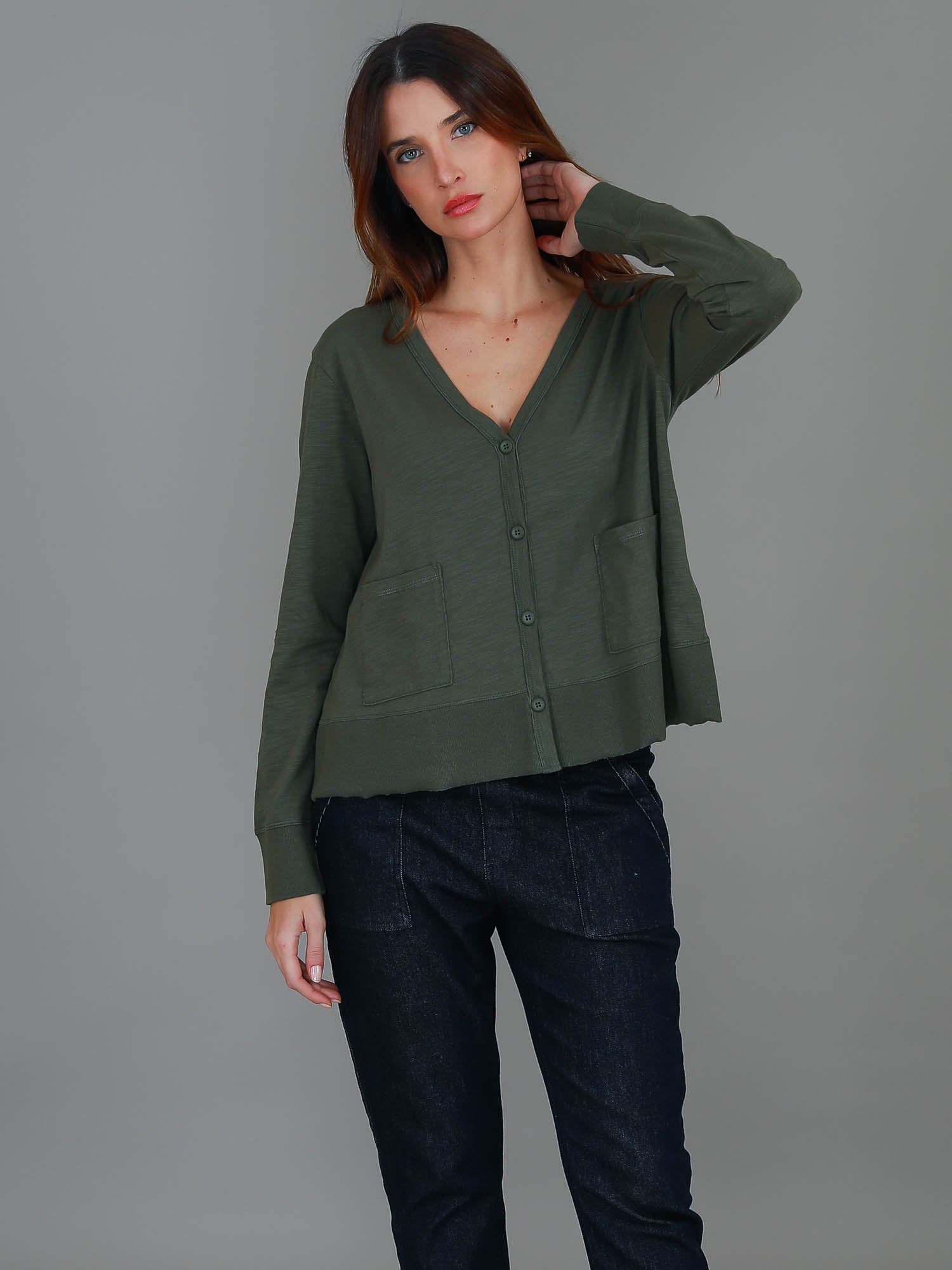 cotton cardigan #color_khaki