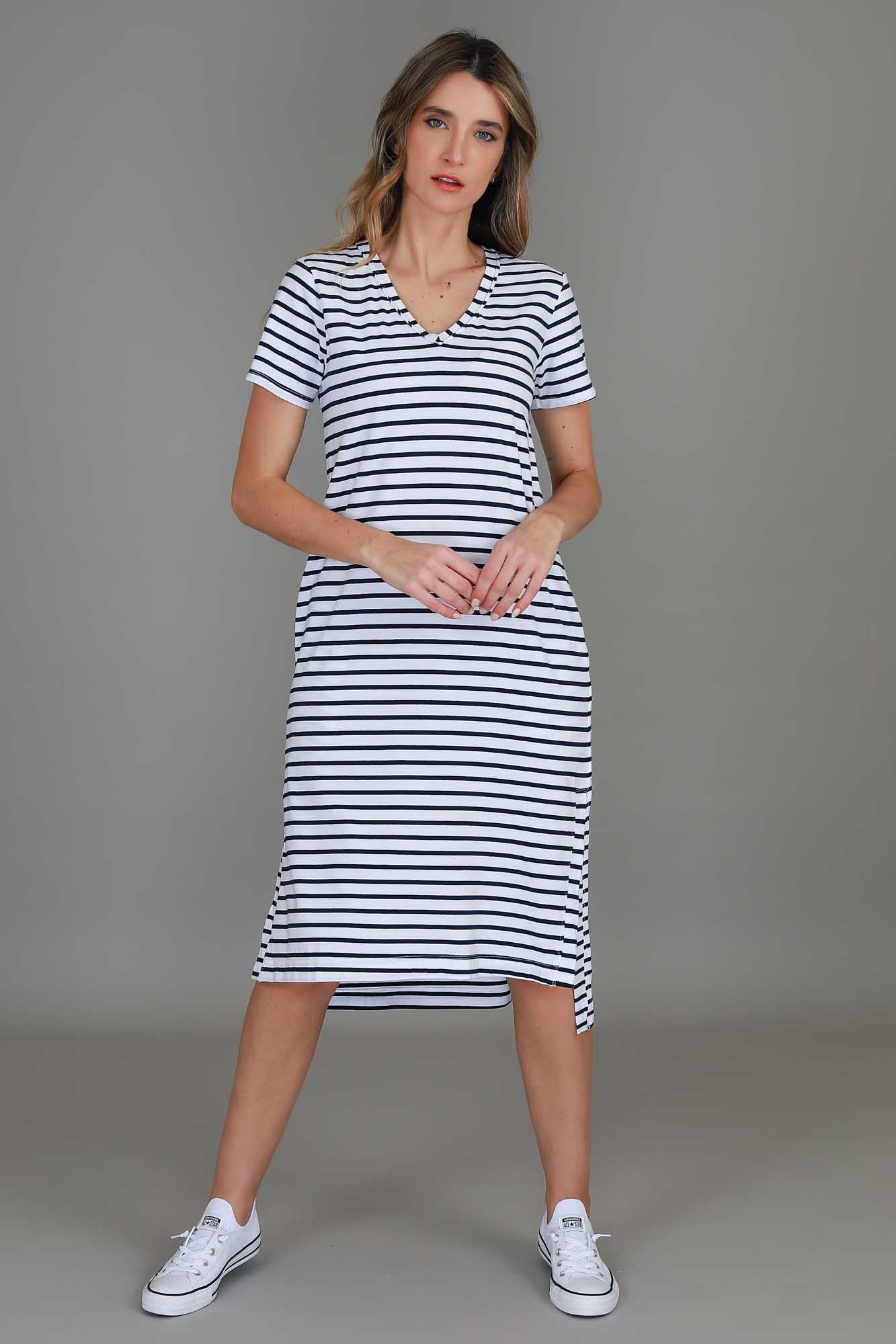 navy and white striped dress #color_nautic stripe