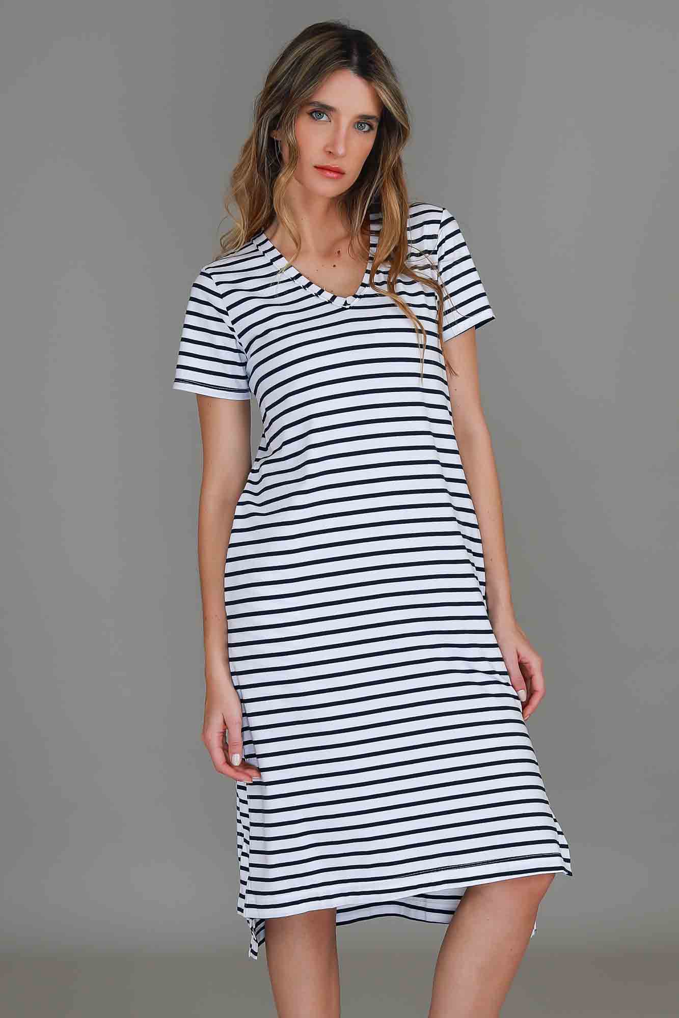 blue and white striped dress #color_nautic stripe