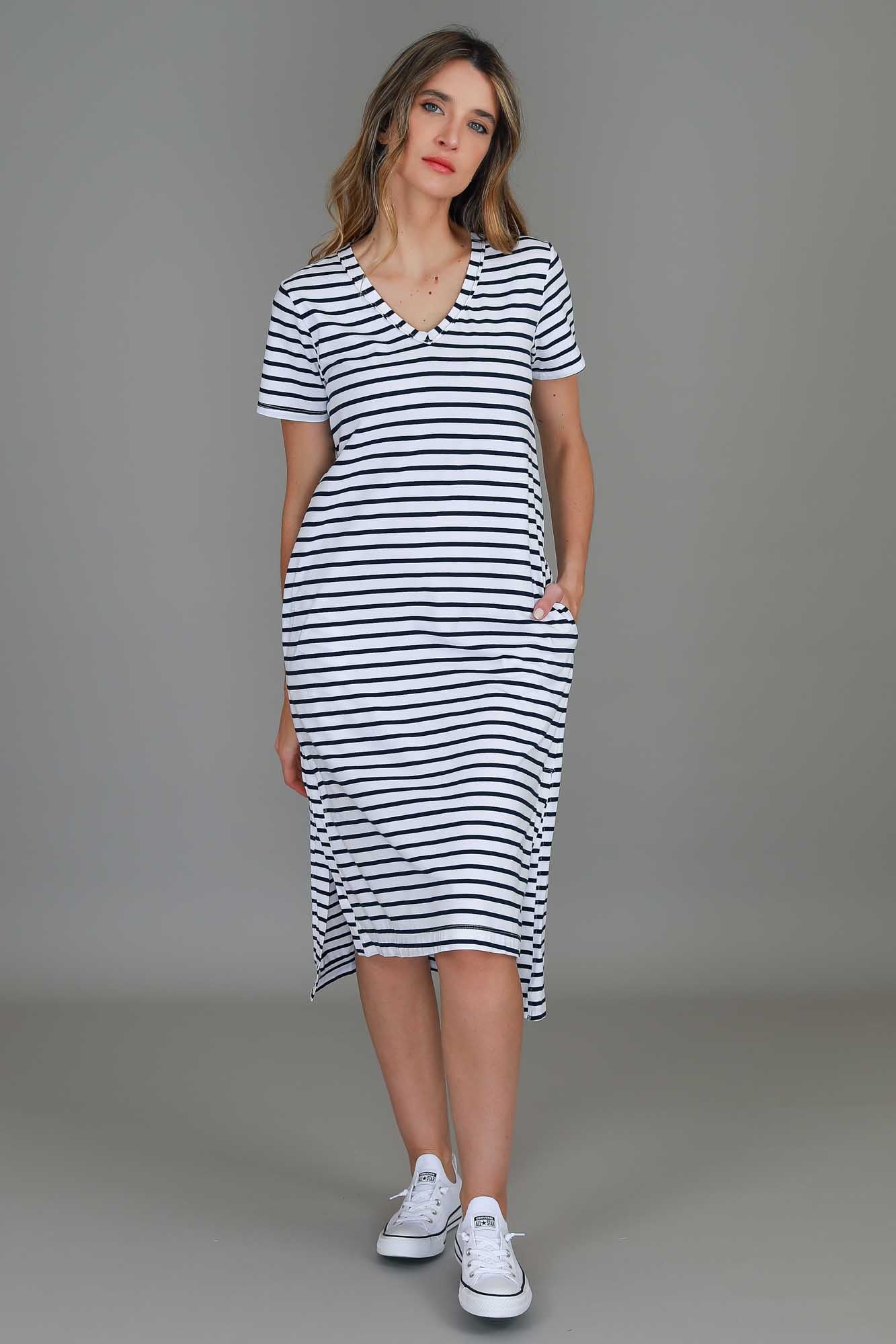striped maxi dress #color_nautic stripe