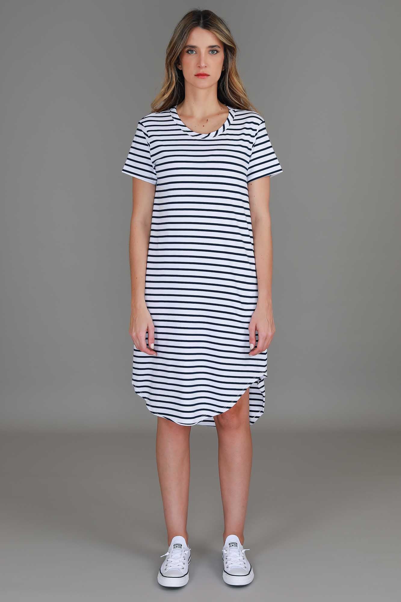 striped jersey dress #color_nautic stripe