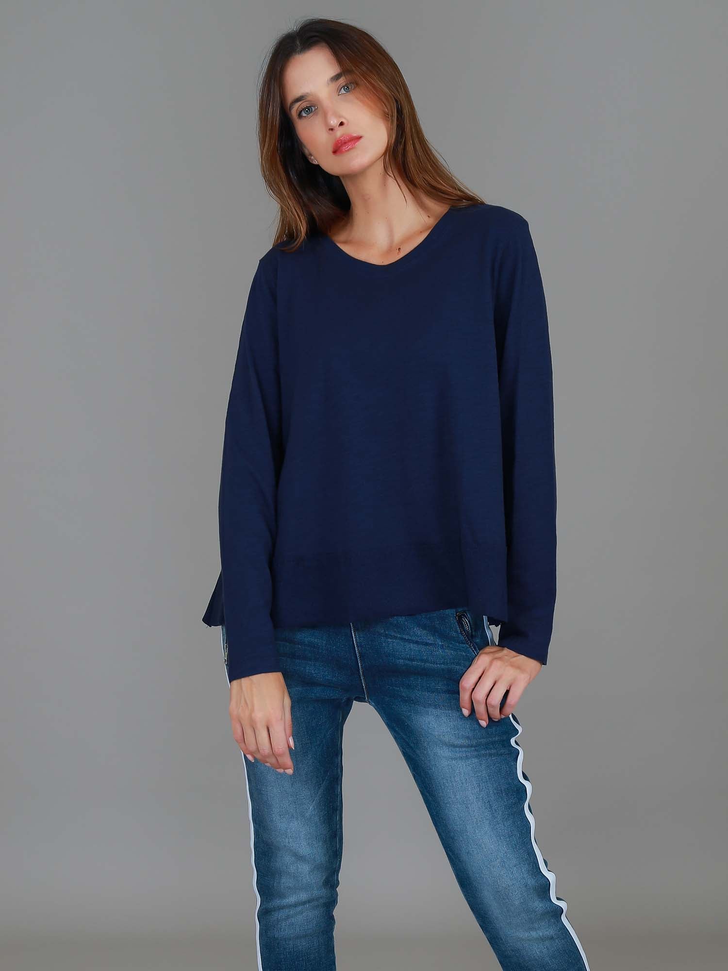super soft long sleeve t-shirts women's #color_navy