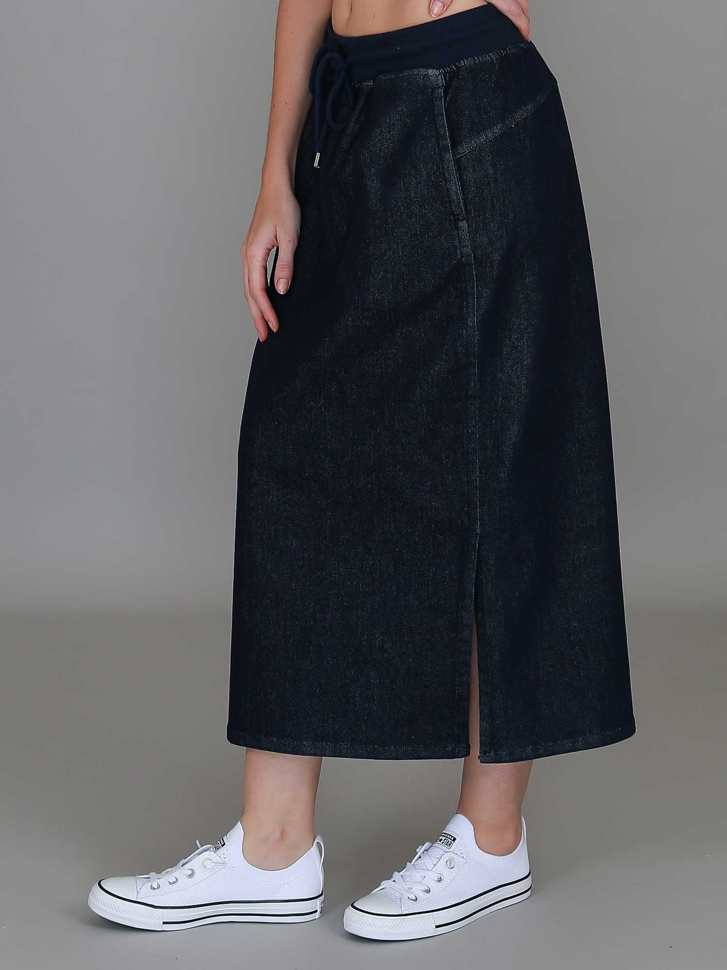 ladies denim skirt #color_dark denim
