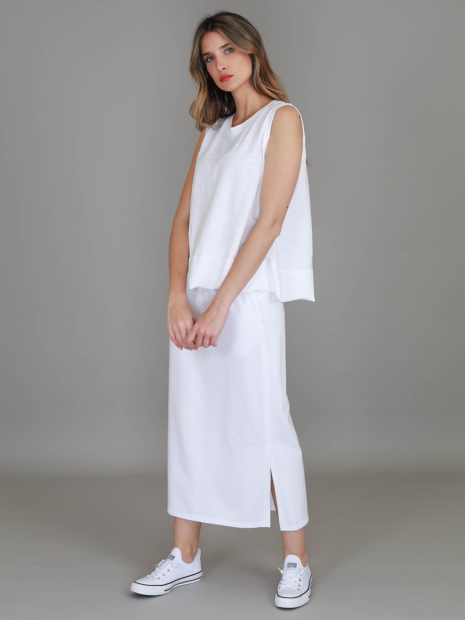 white cotton skirt #color_white