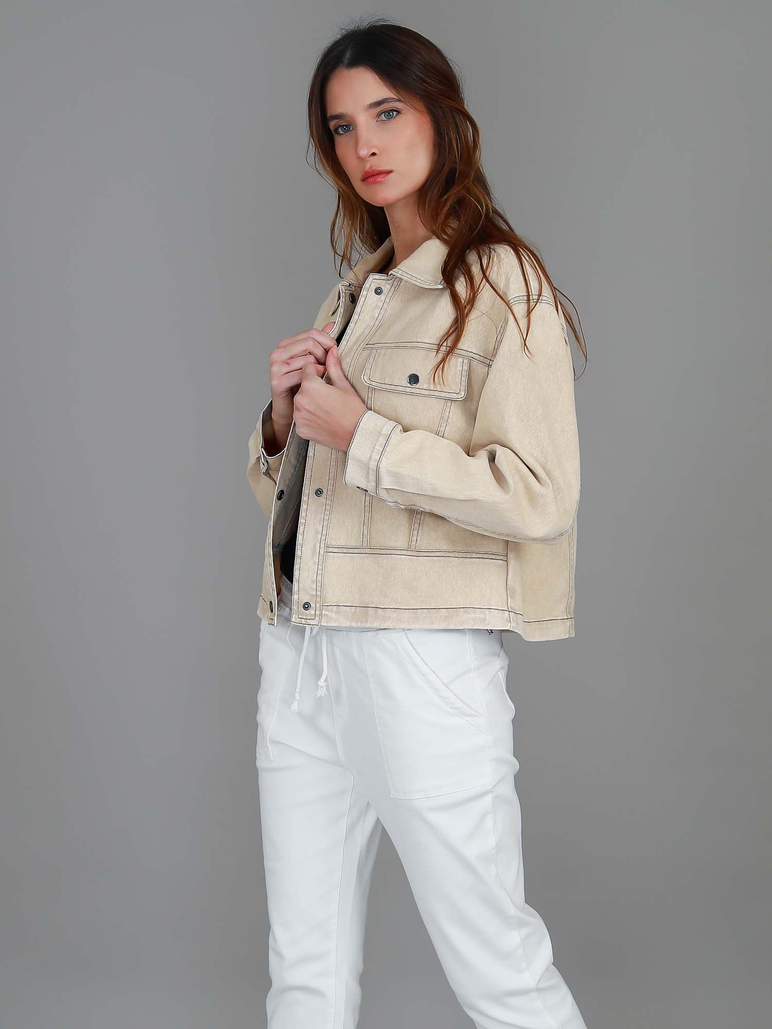 denim jacket #color_sandy