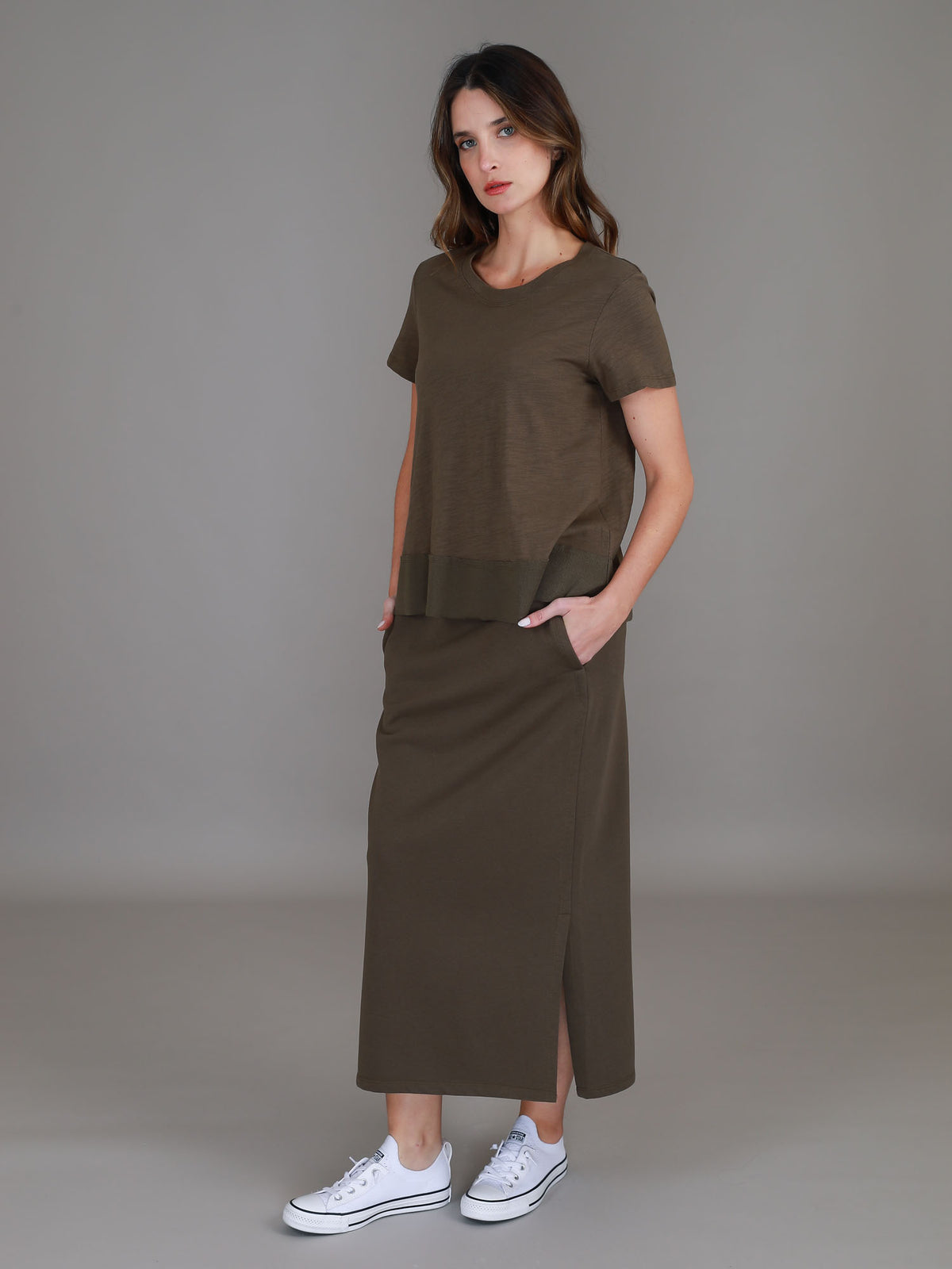 dark olive matching outfit #color_dark olive