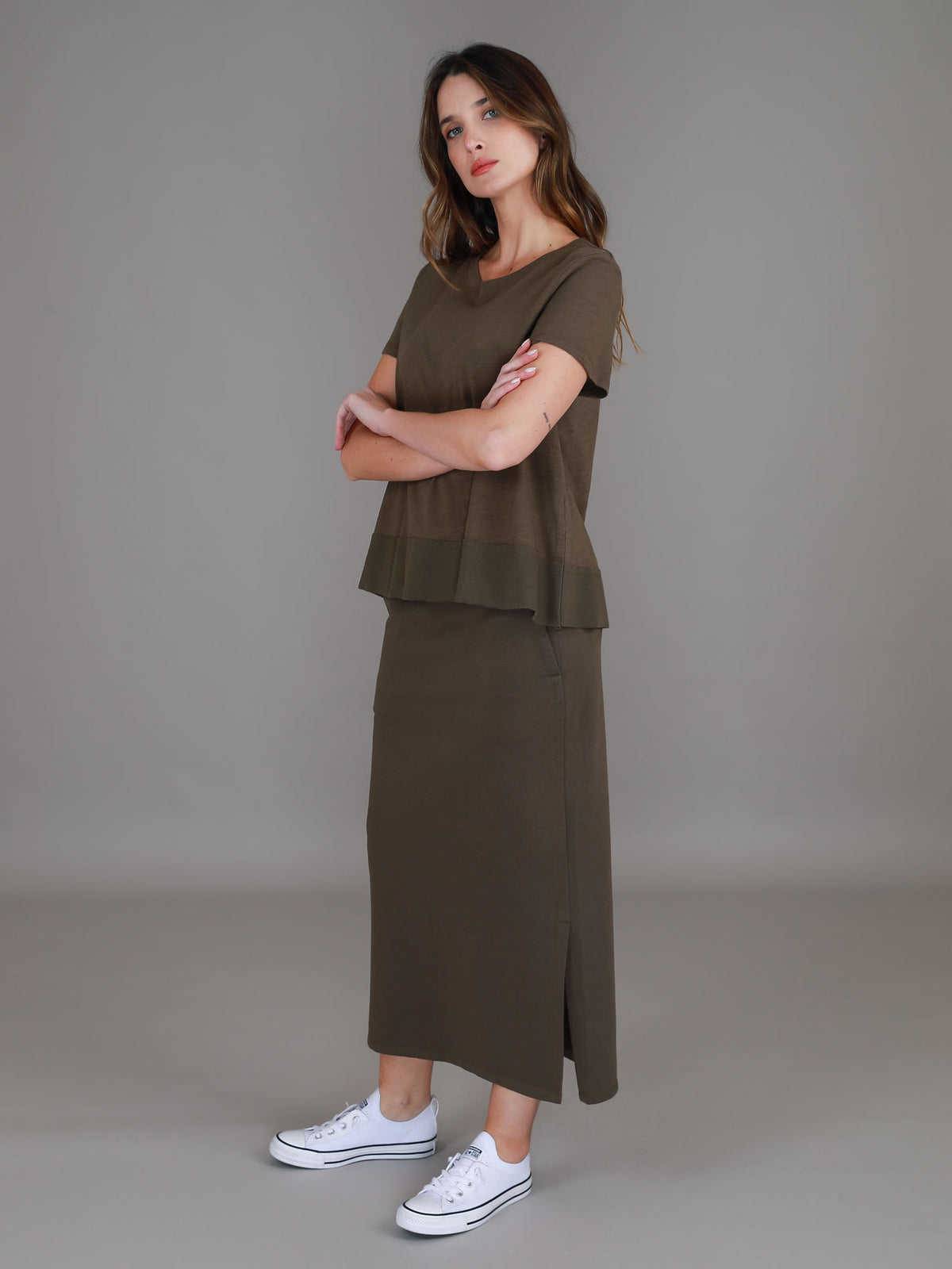 dark olive tee women #color_dark olive