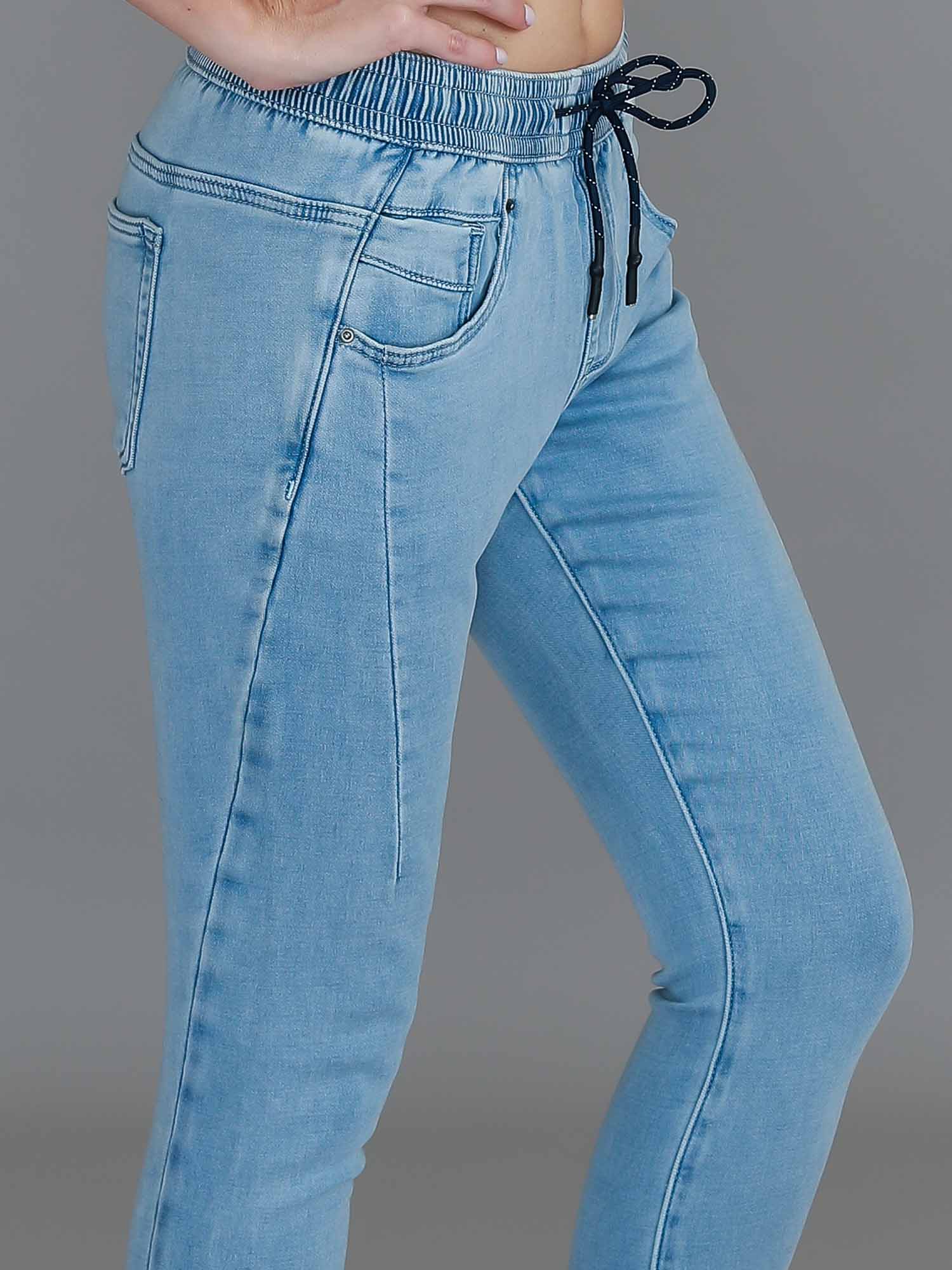 women's denim joggers #color_ice blue