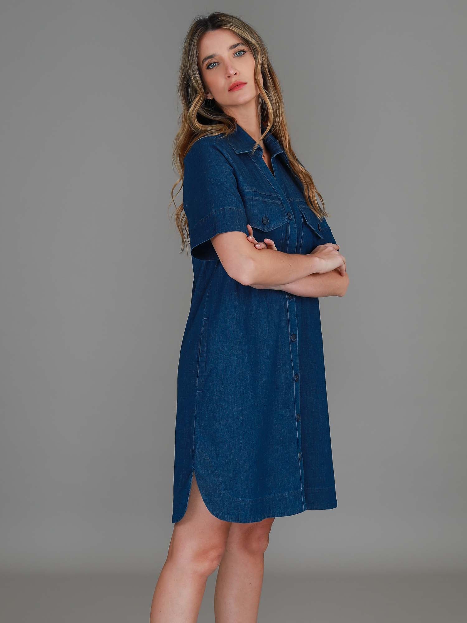 denim dress women #color_jean blue