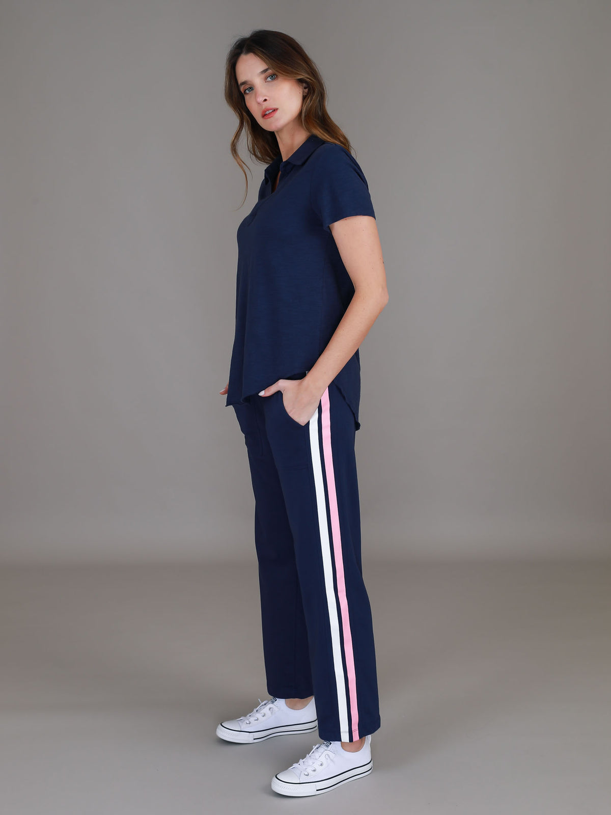 navy curved hem polo #color_deep navy