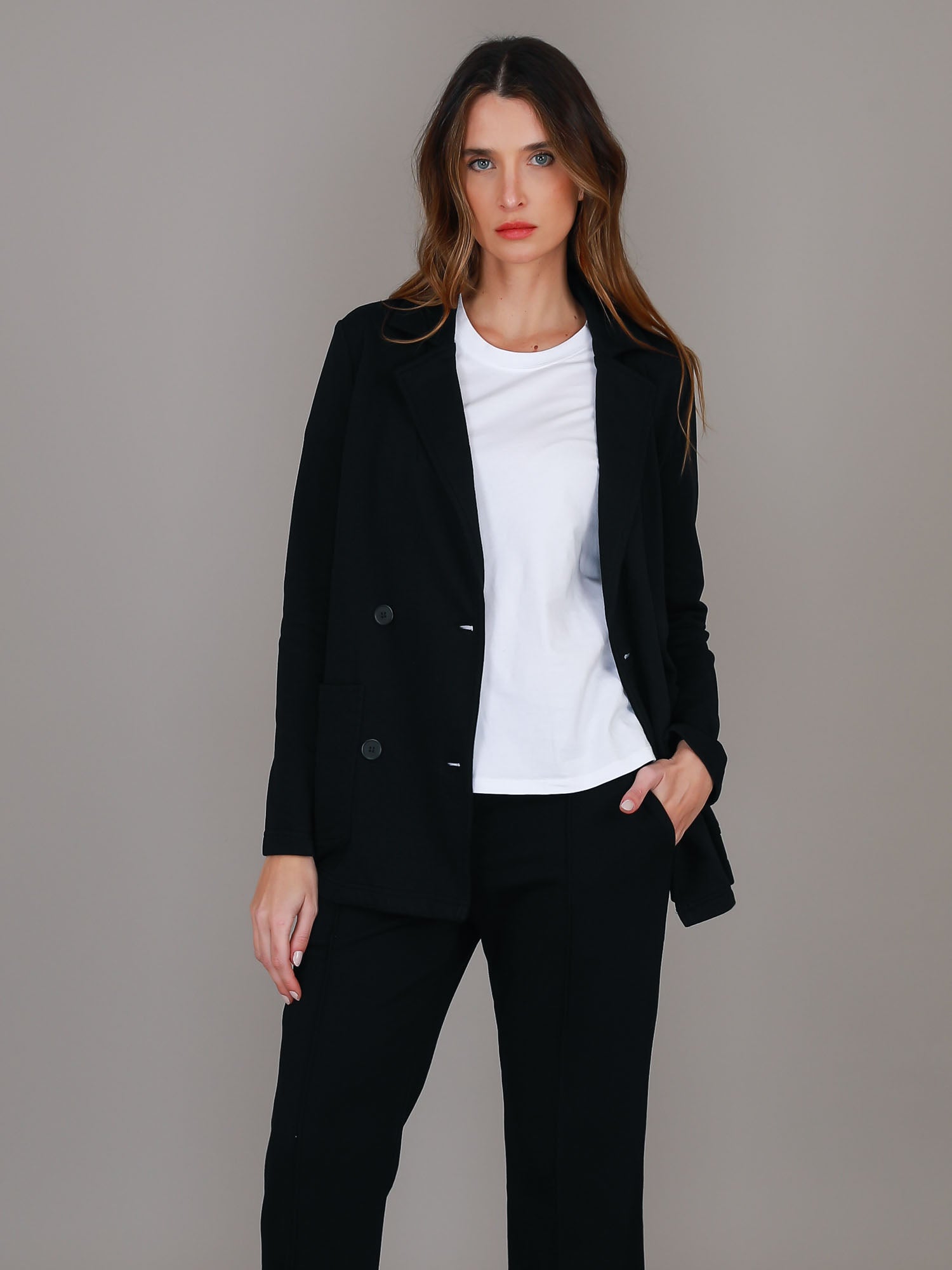 black casual blazer women #color_black