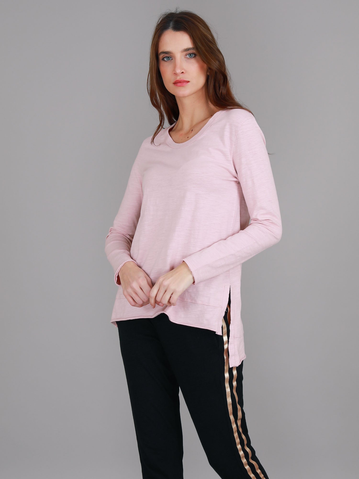 pink long sleeve crop top #color_blush marle