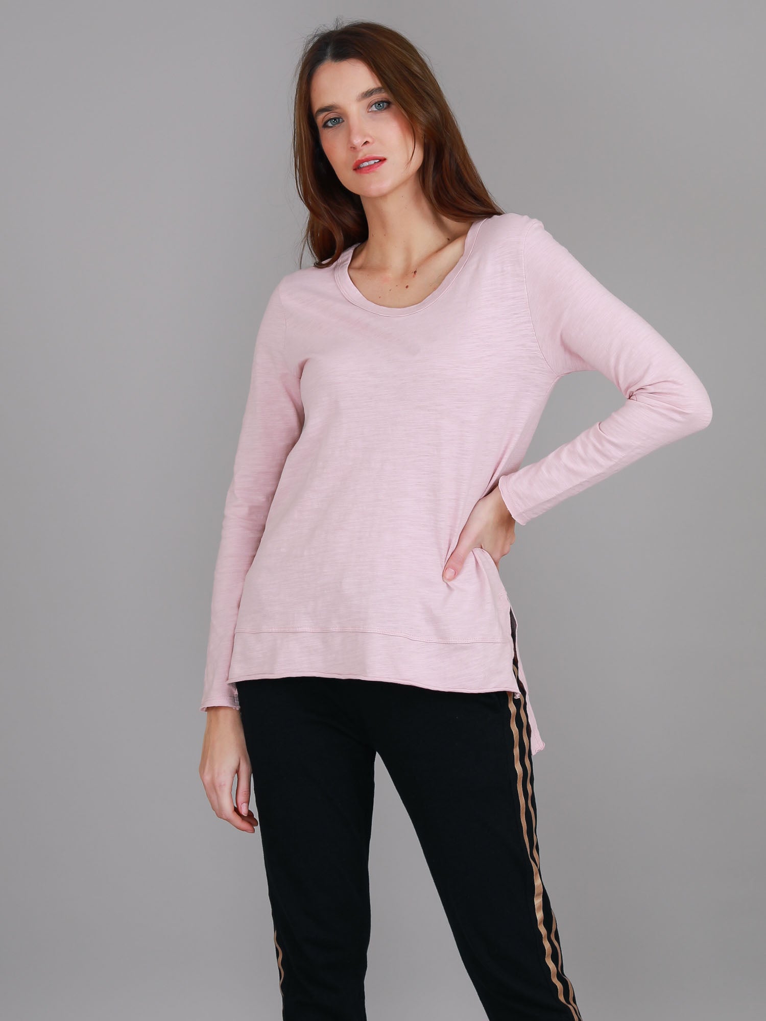 pink long sleeve top #color_blush marle