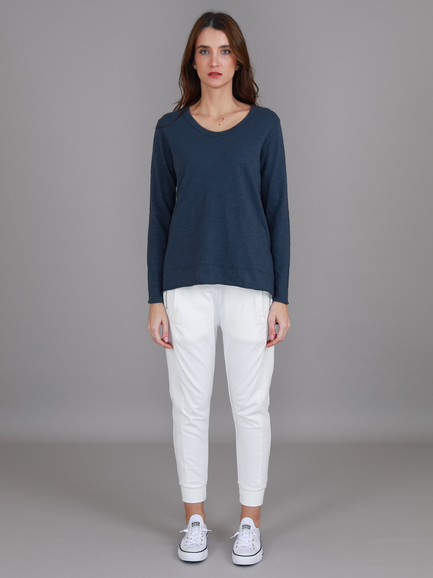 navy blue long sleeve t shirt women's #color_indigo