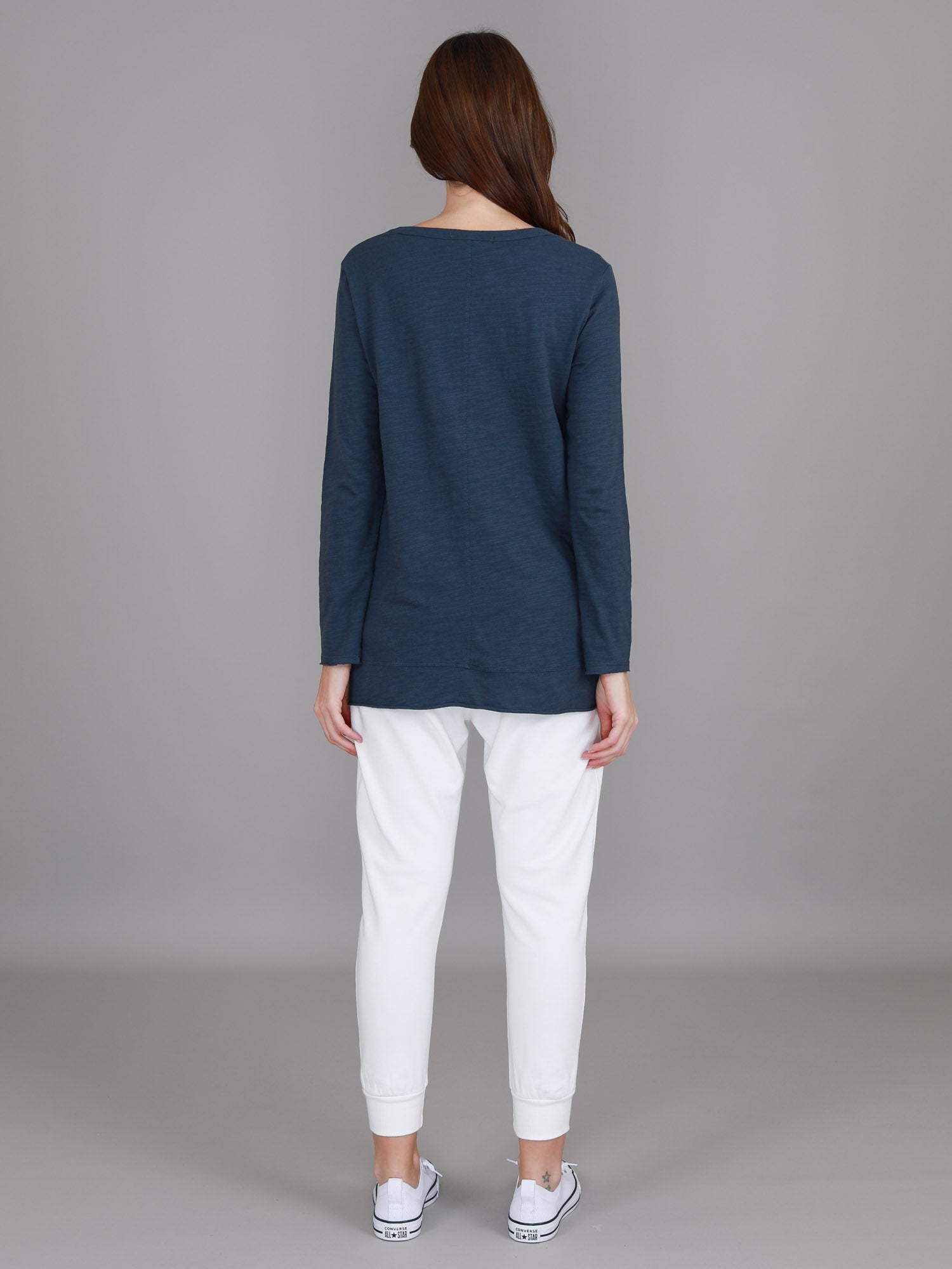 womens navy long sleeve t shirt #color_indigo