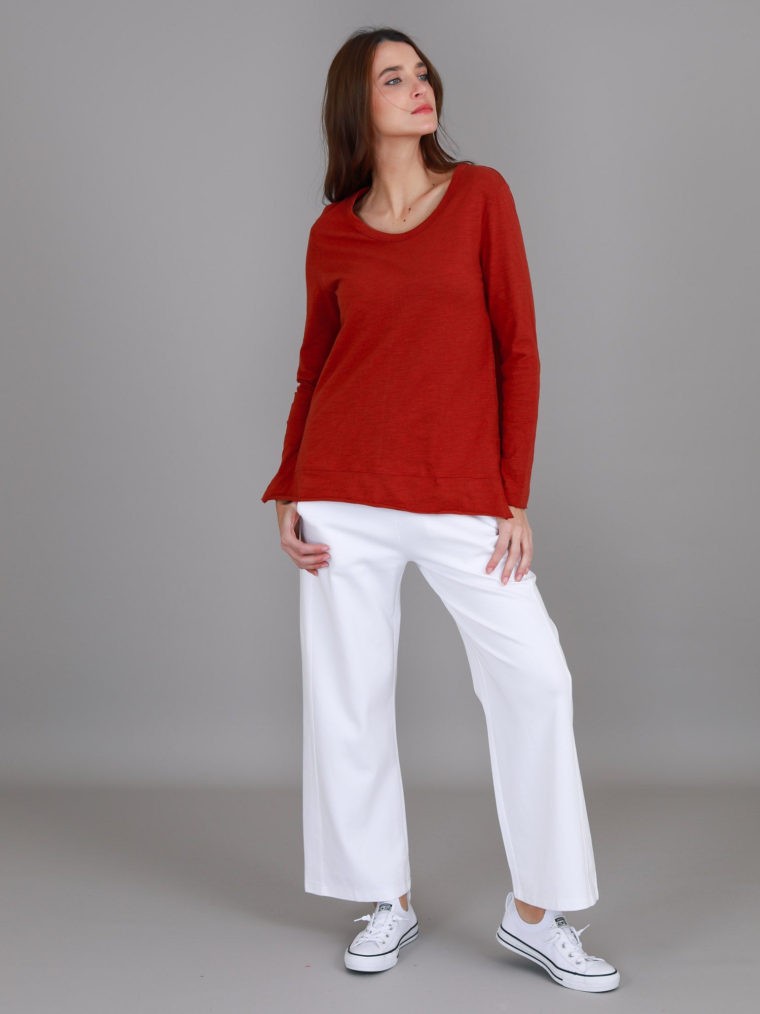 long sleeve tshirts women #color_lava