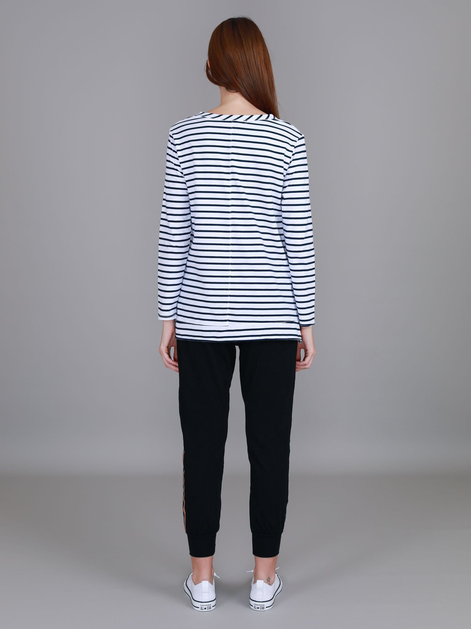navy stripe long sleeve top #color_nautic stripe
