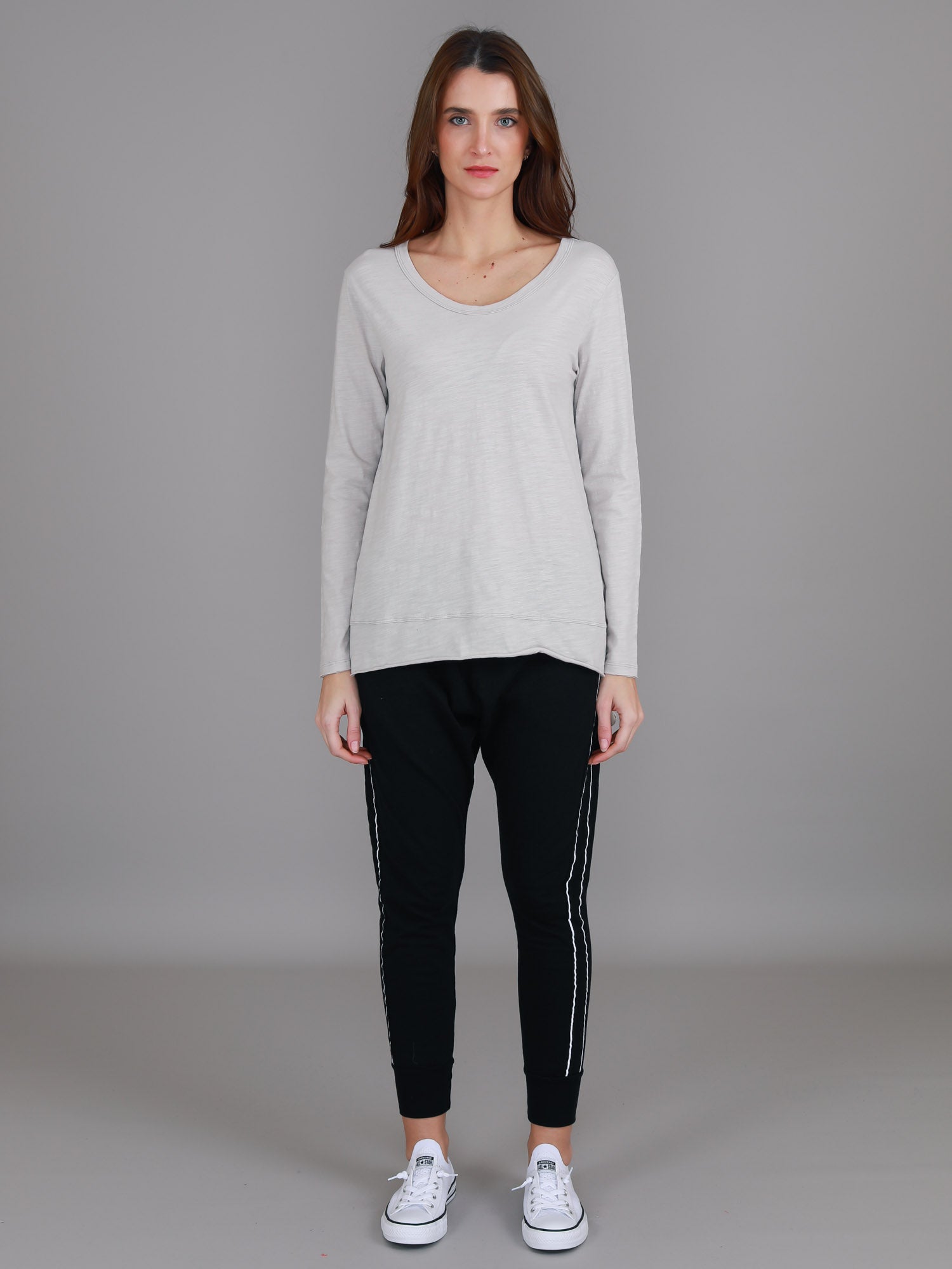 long sleeve beige top womens #color_angora