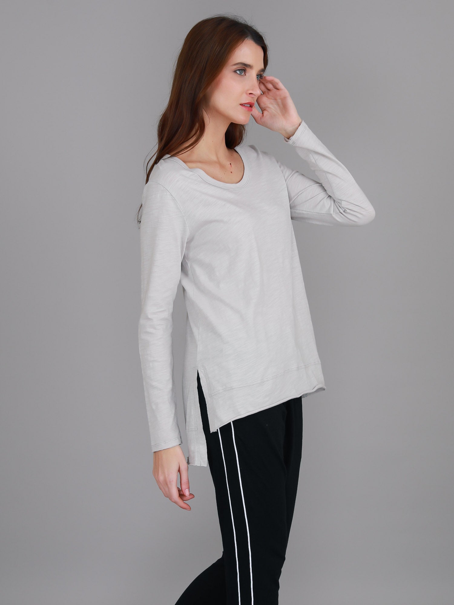 beige long sleeve top #color_angora