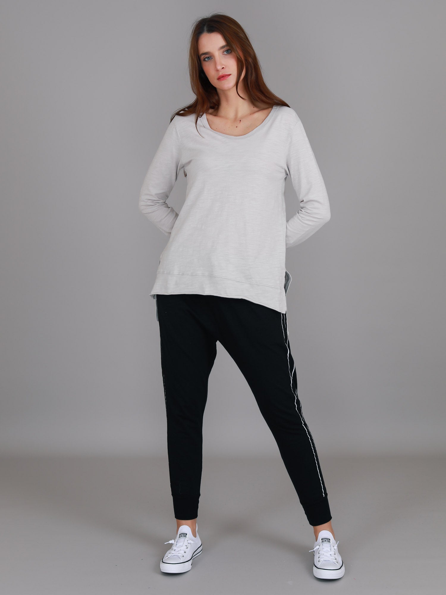 beige long sleeve top women's #color_angora
