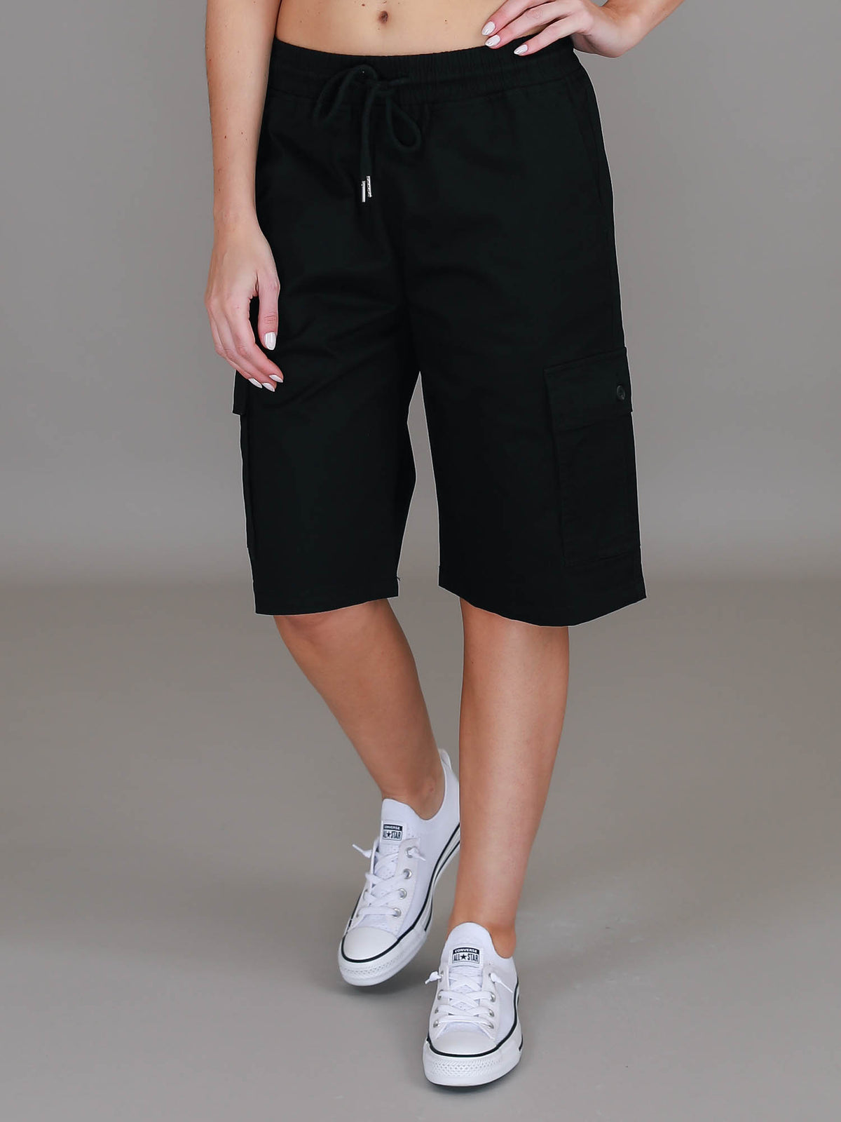 black cargo chino shorts #color_black