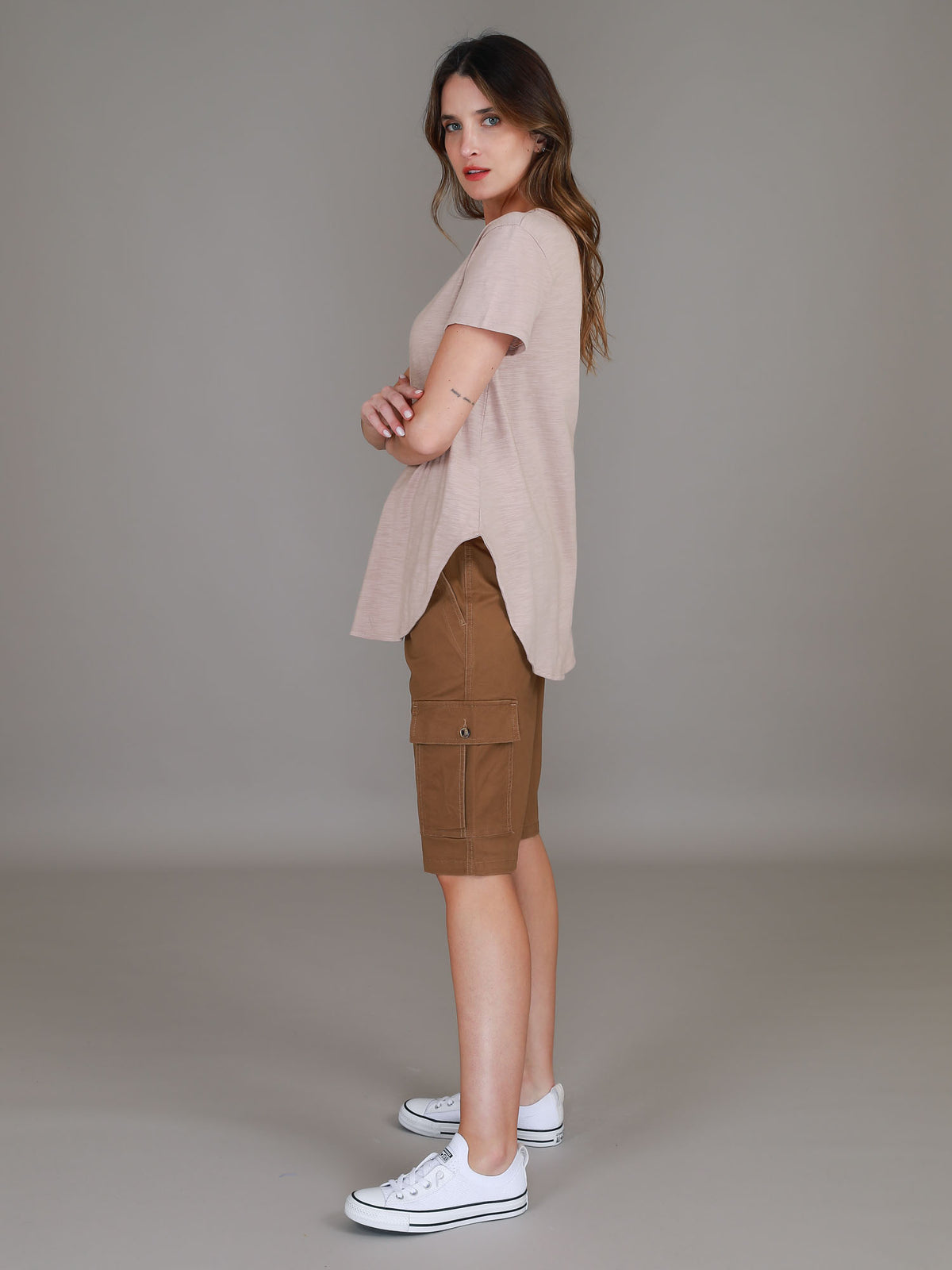 mustard cargo chino shorts #color_dusted ochre