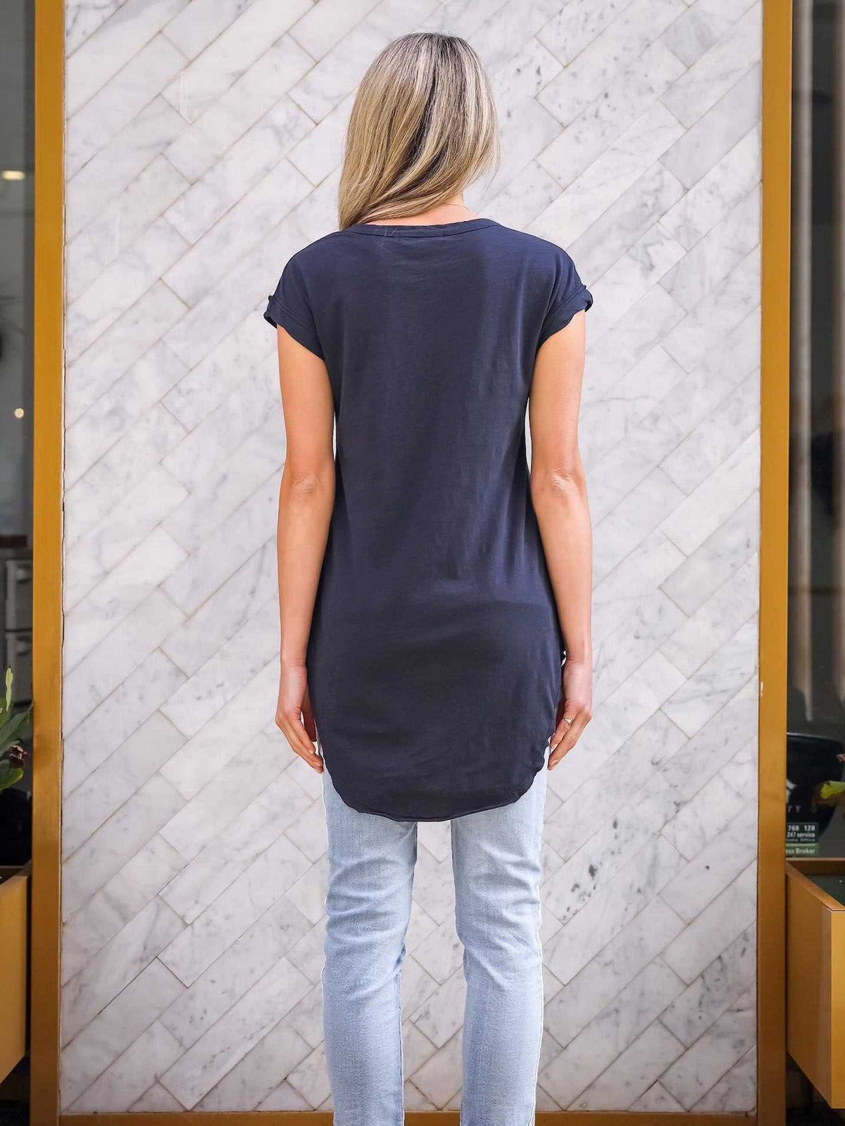 Longline Curved Hem T-Shirt #color_ink