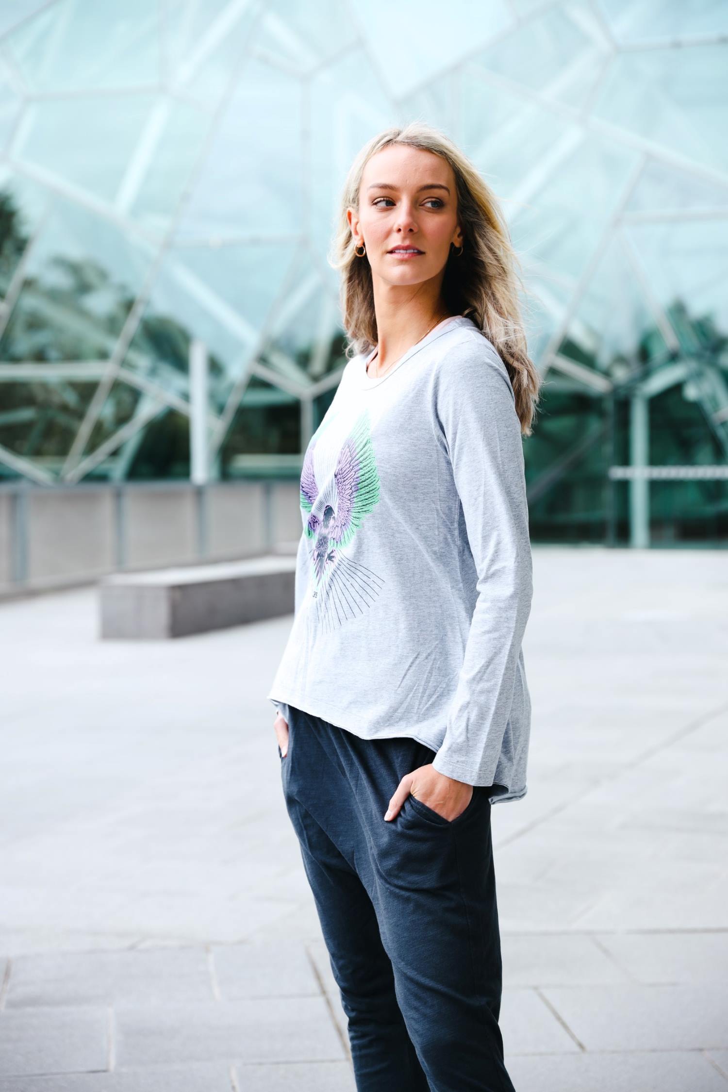 printed long sleeve shirt #color_grey marle