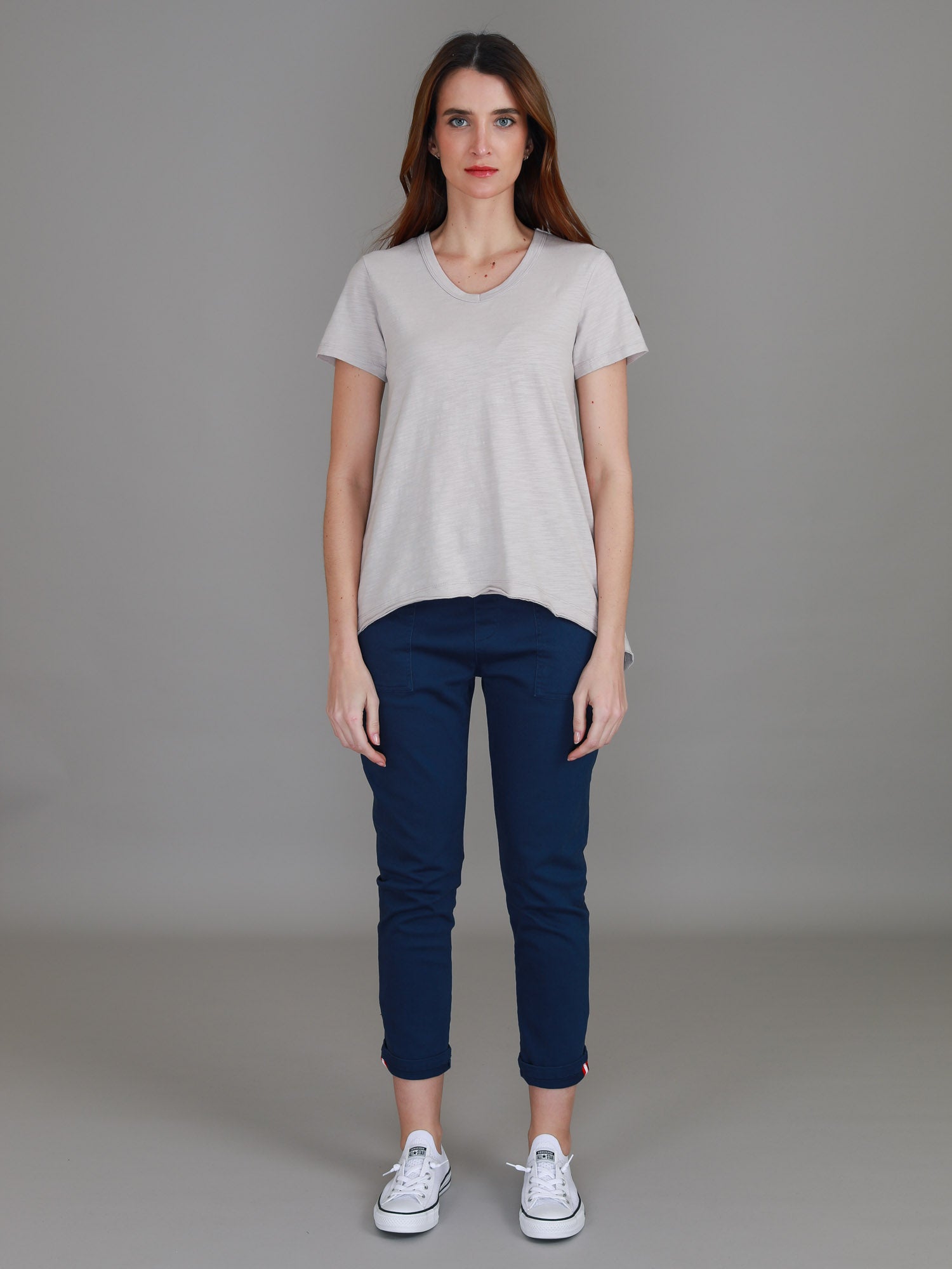 short sleeve v neck t shirts #color_angora