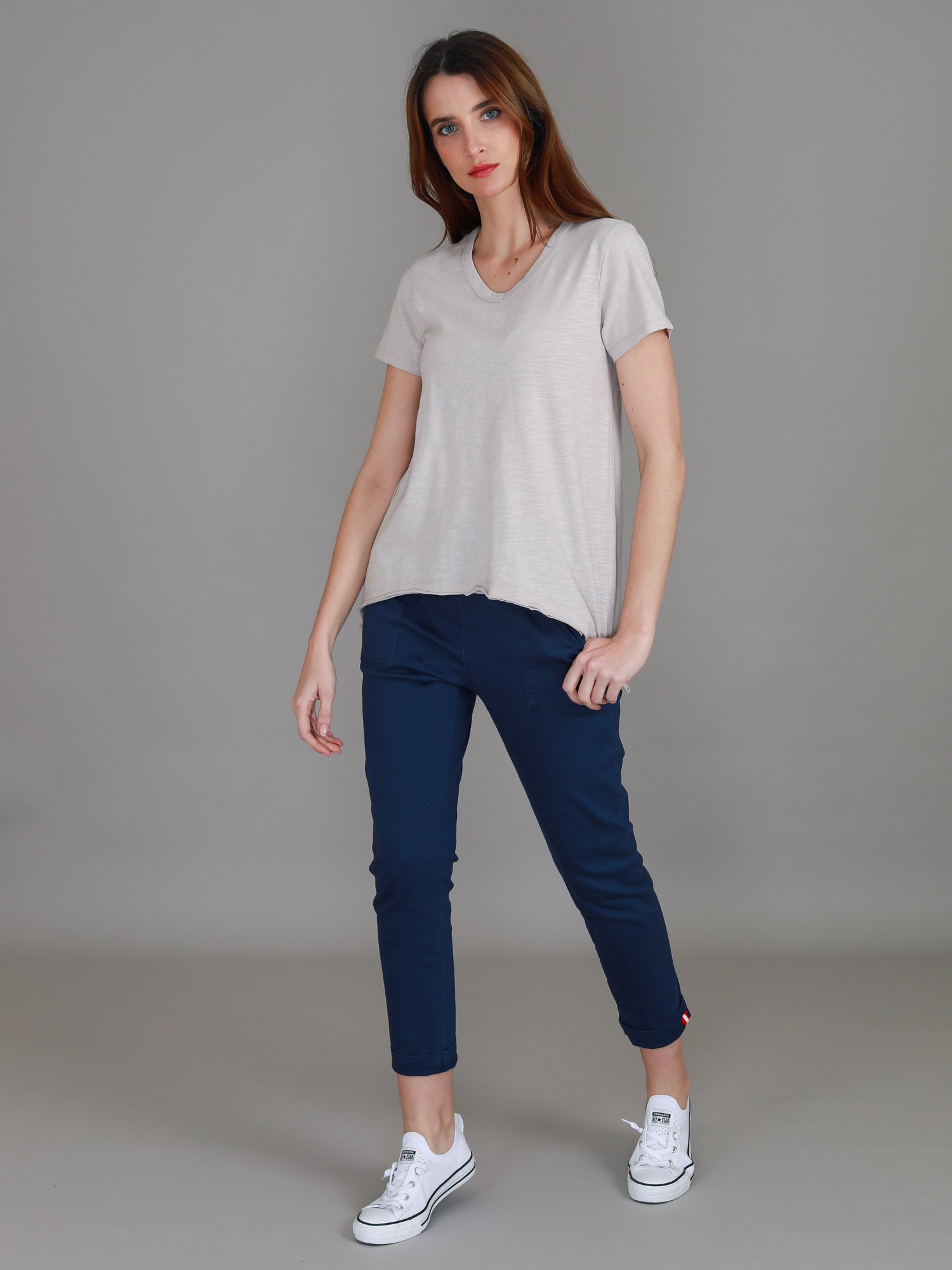 fitted v neck shirt #color_angora
