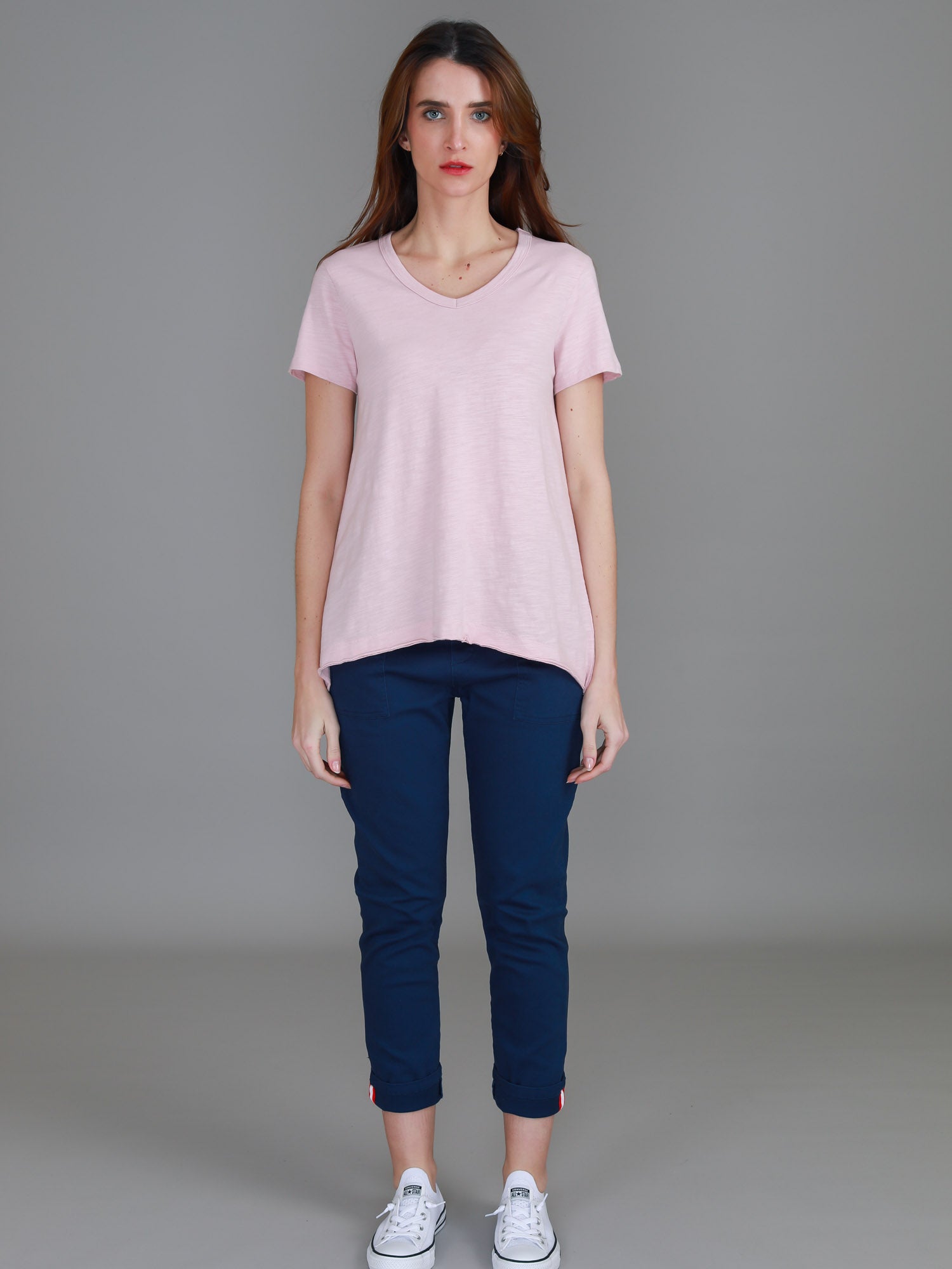 v neck fitted t shirt #color_blush marle