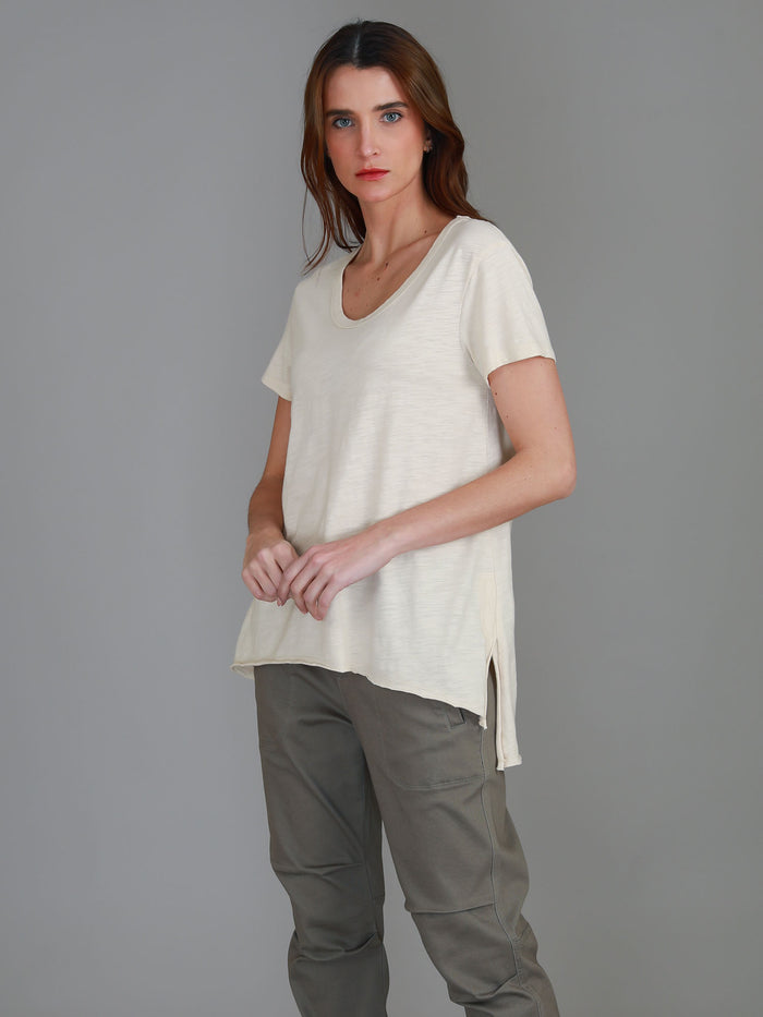 Chelsea Slanted Hem Scoop Neck T Shirt