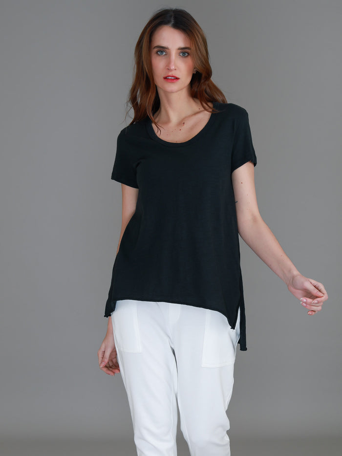 Chelsea Slanted Hem Scoop Neck T Shirt