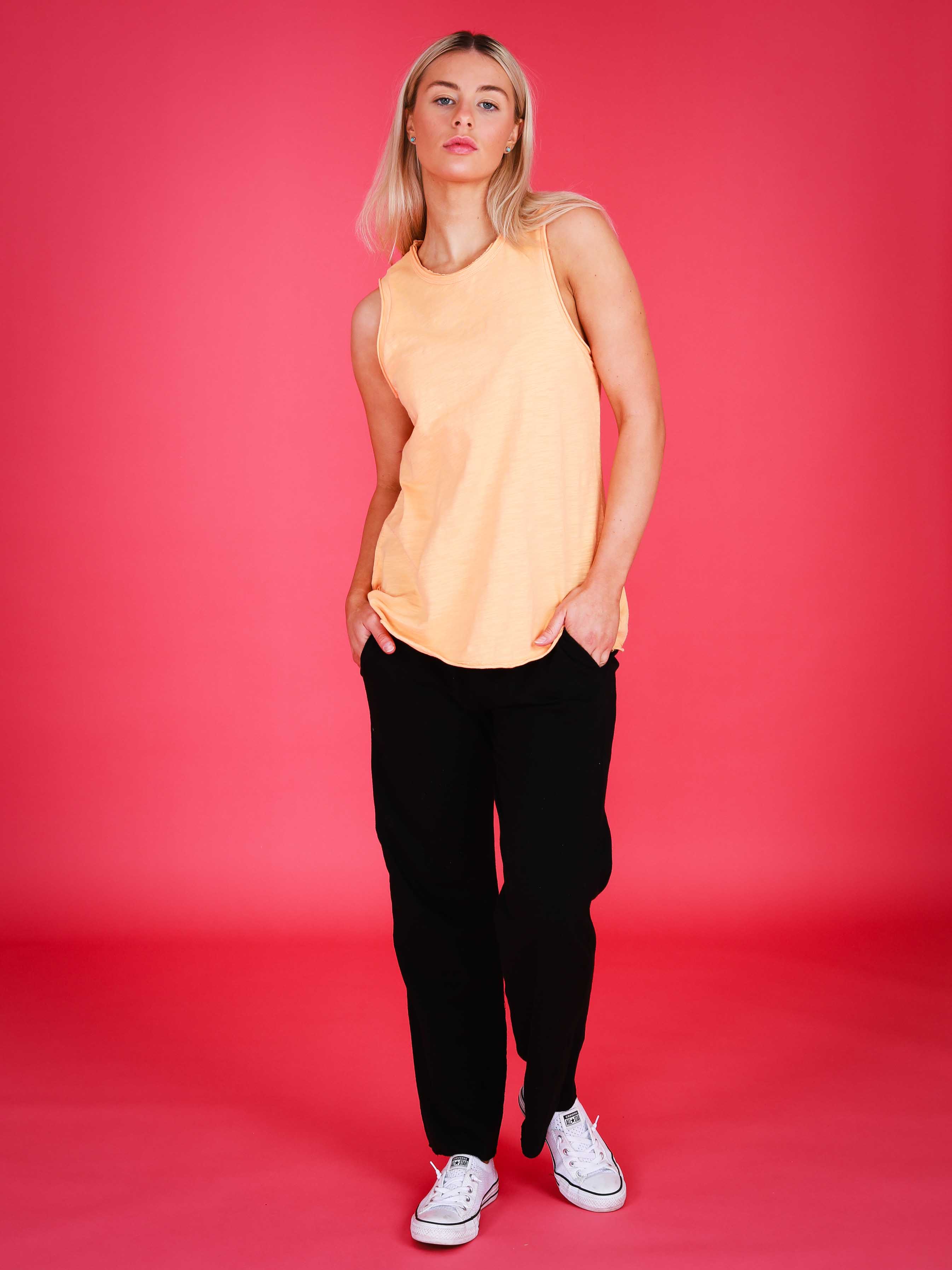 sleeveless high neck top #color_melon