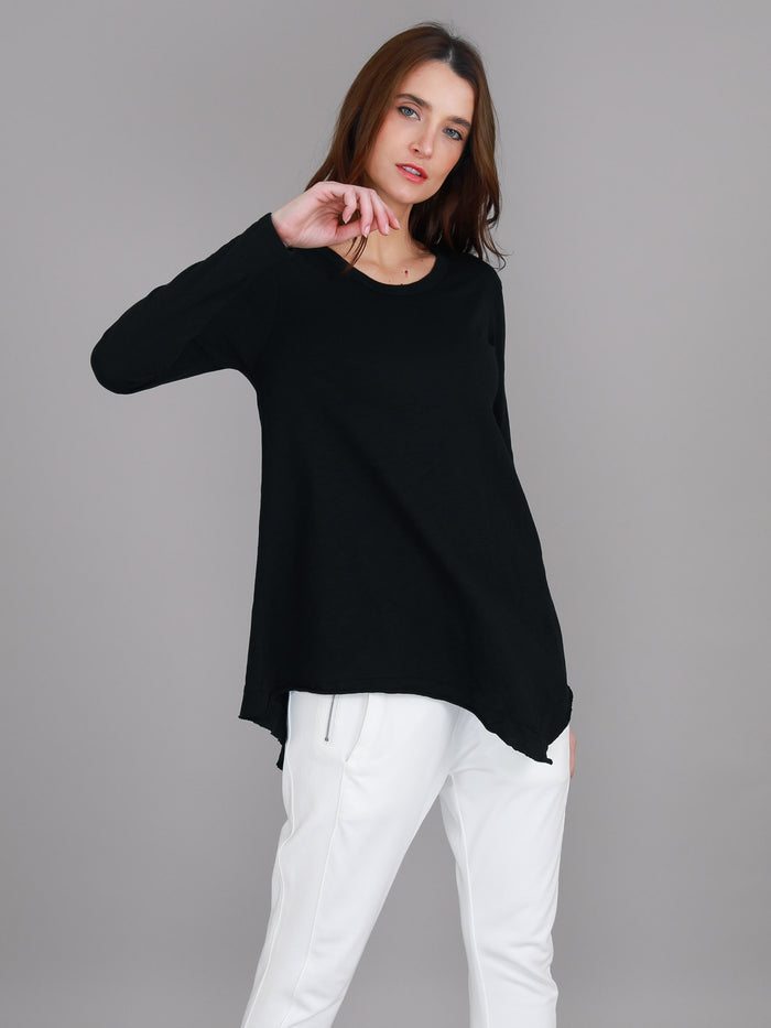 Adelaide Asymmetrical Hem Long Sleeve T Shirt
