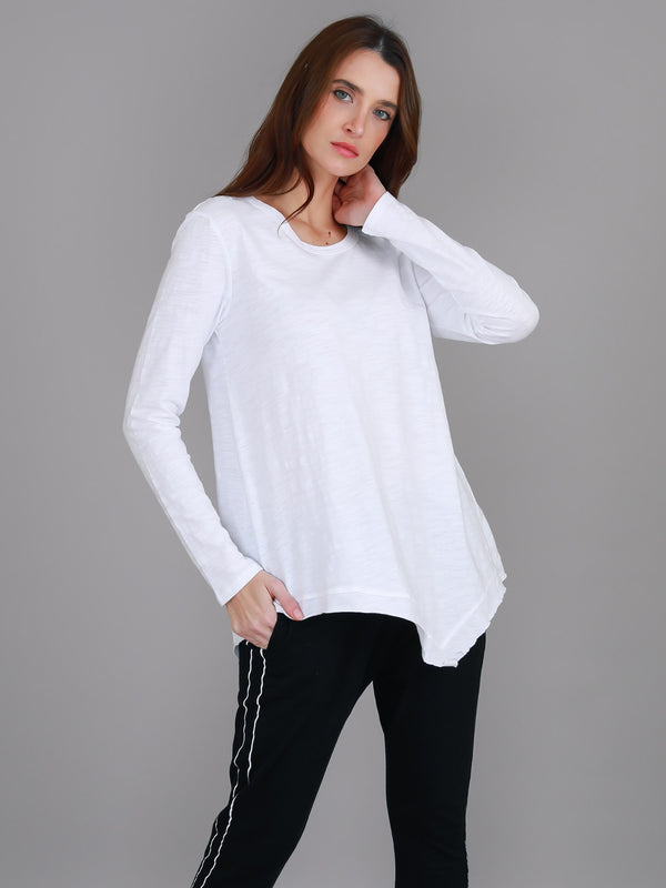 Adelaide Asymmetrical Hem Long Sleeve T Shirt