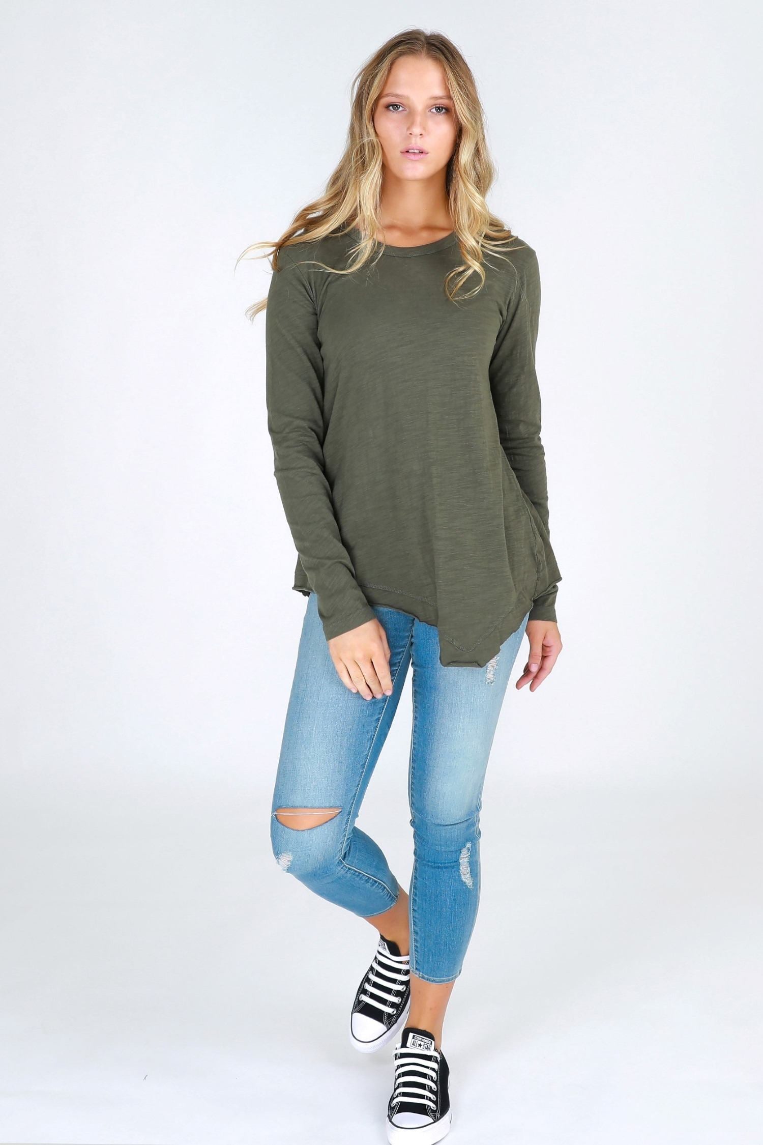 Asymmetrical Tank Top #color_khaki