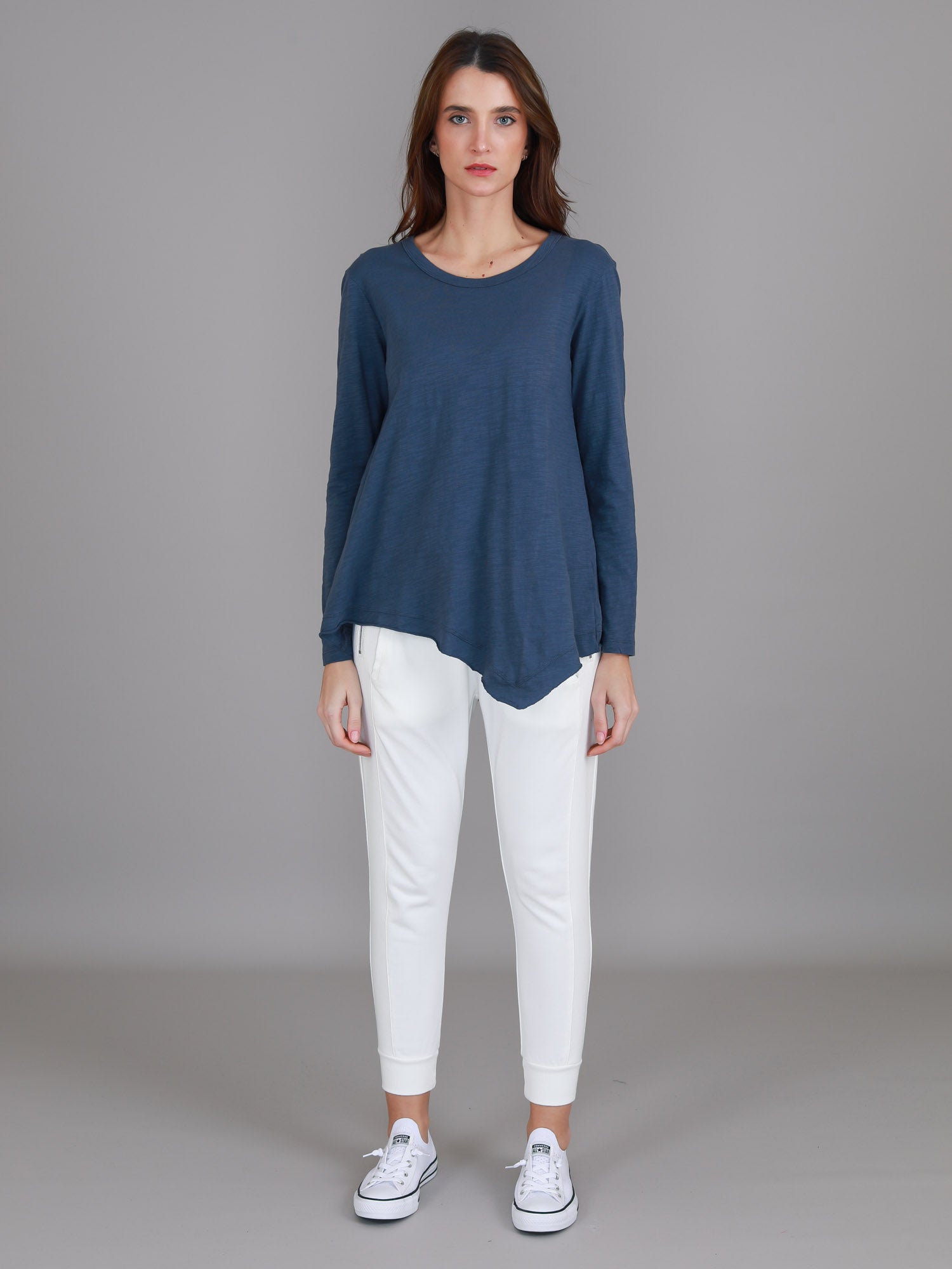 long sleeve navy blue top #color_indigo