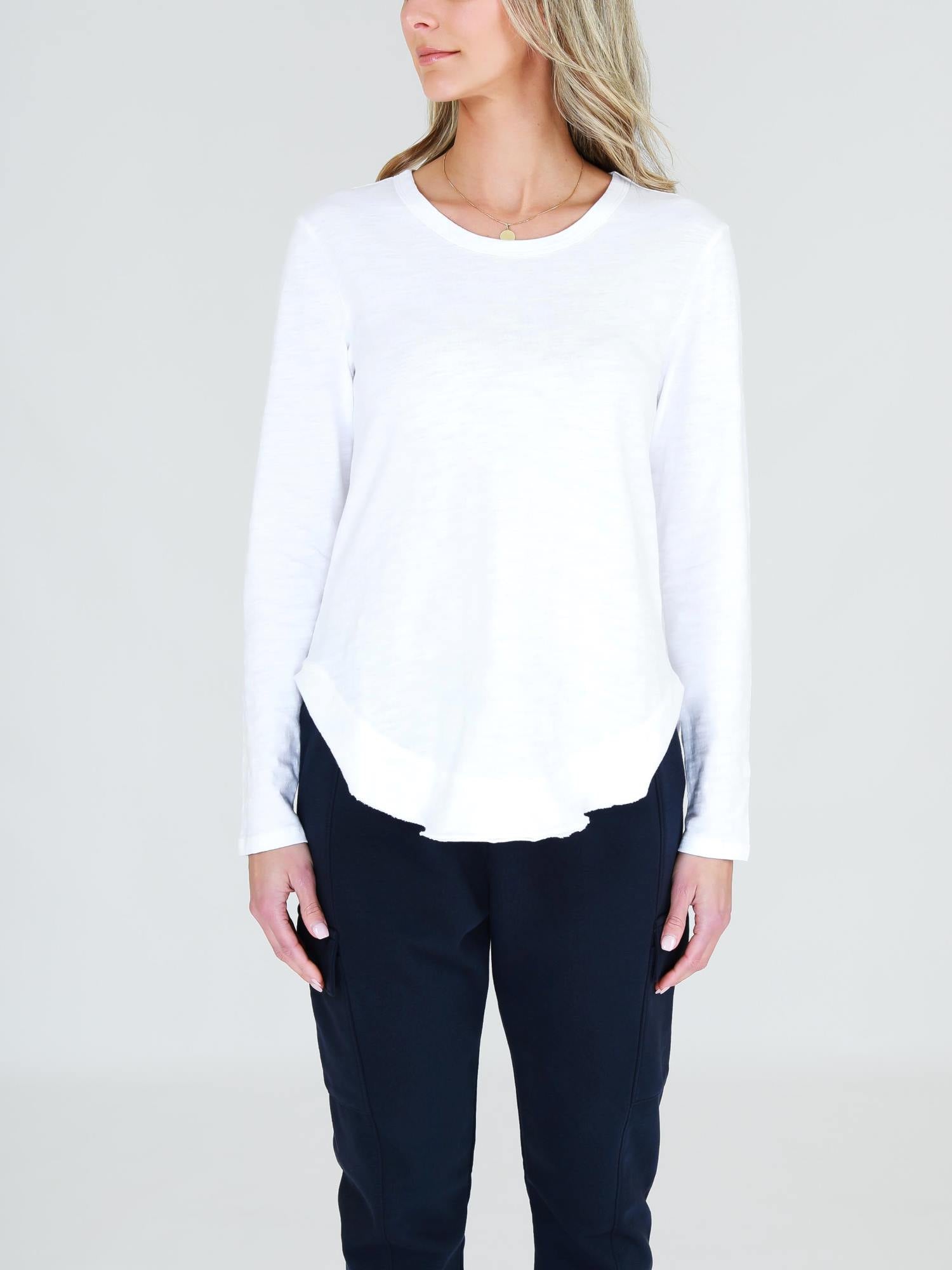 womens long sleeve cotton t-shirts australia #color_white