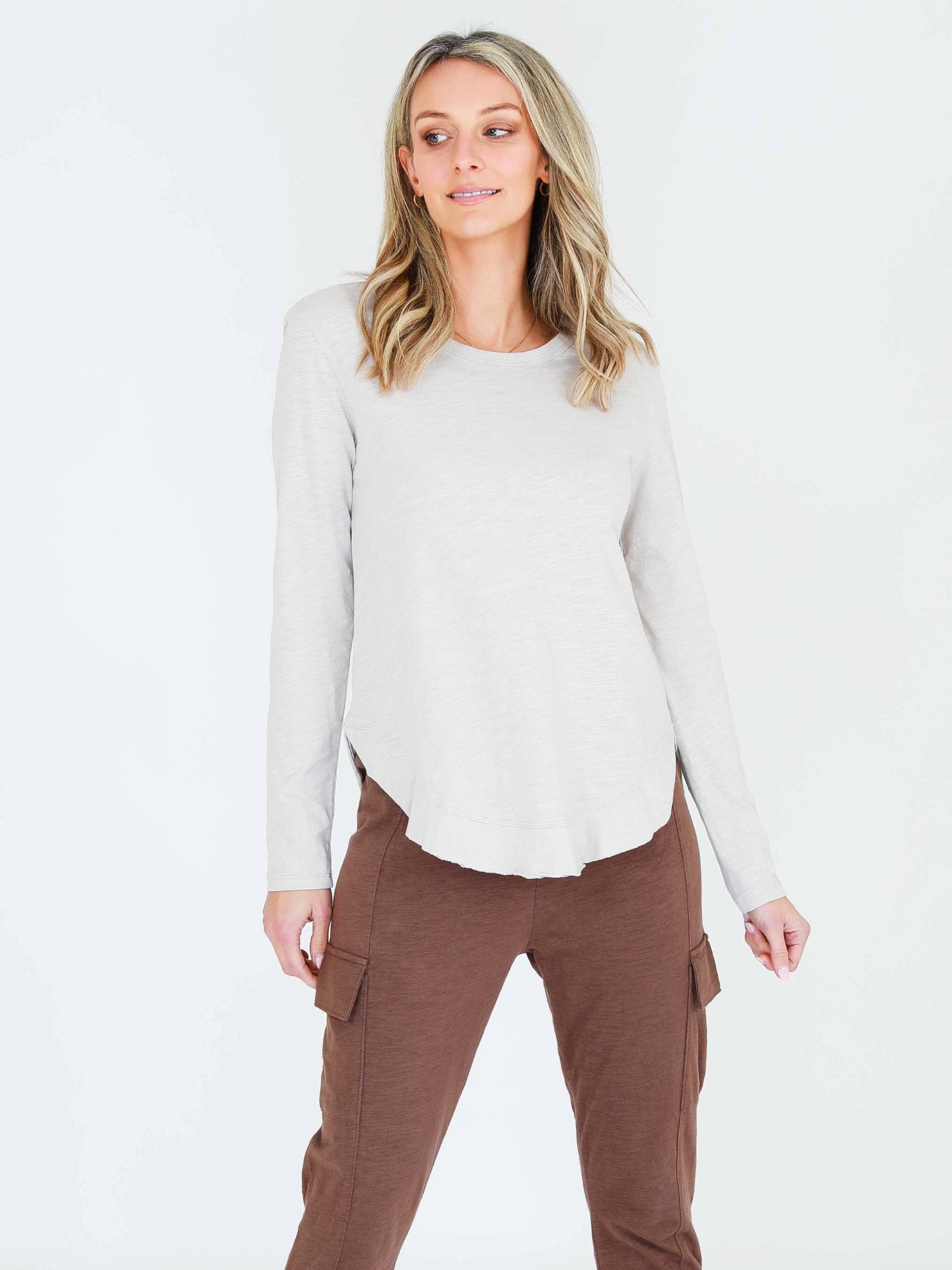 cotton long sleeve t shirt #color_stone