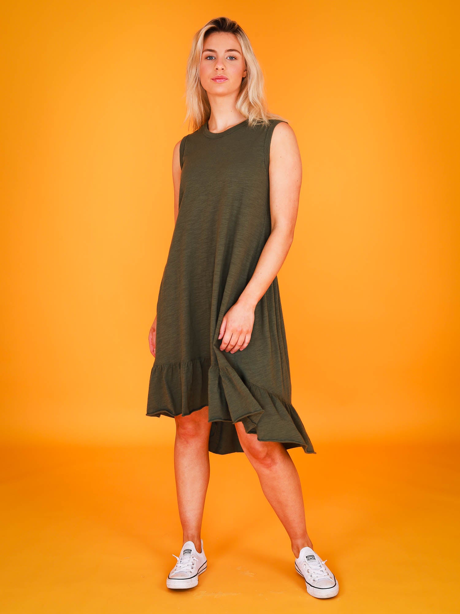 short green dress #color_khaki