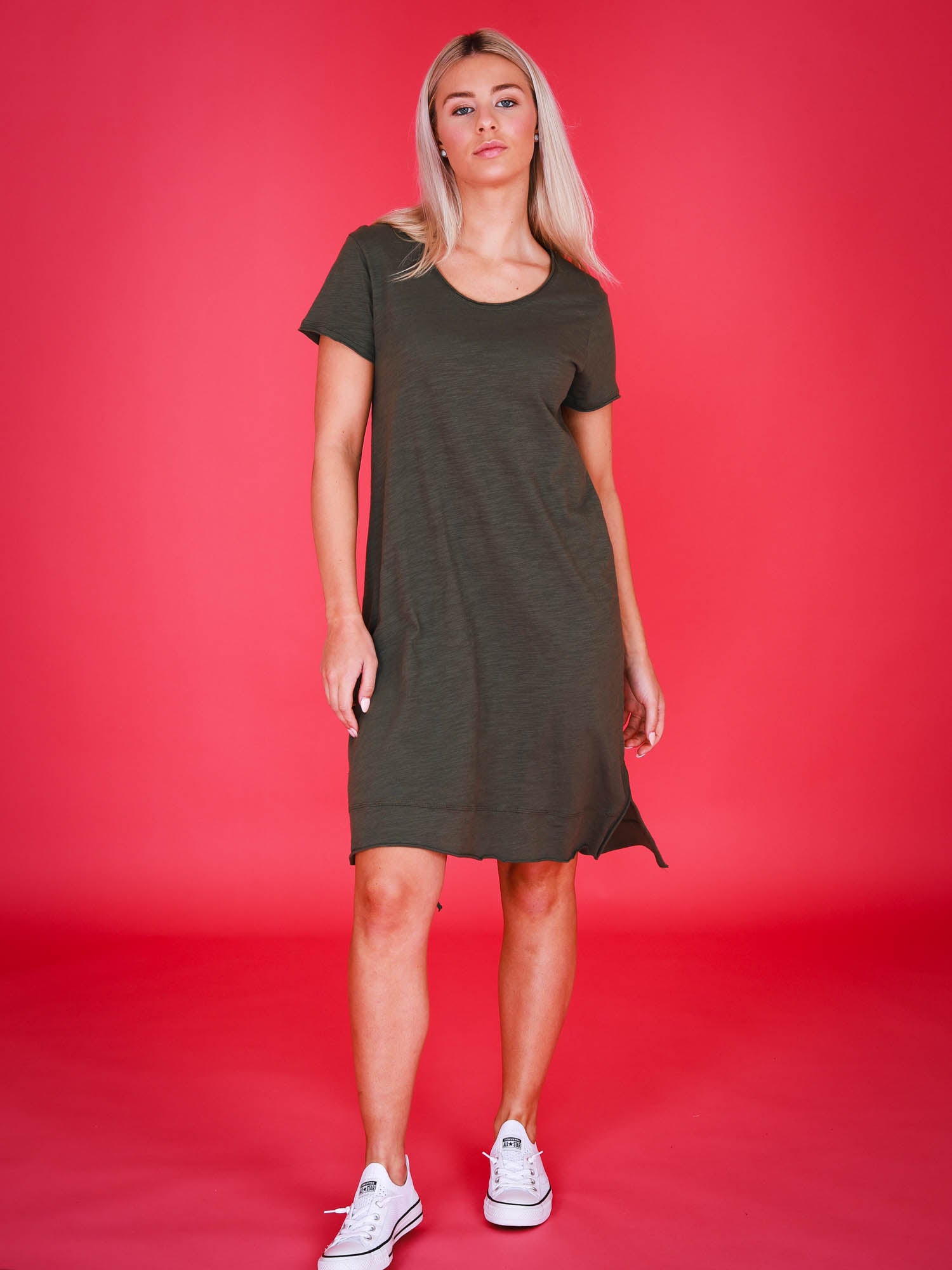 summer dress short sleeves #color_khaki
