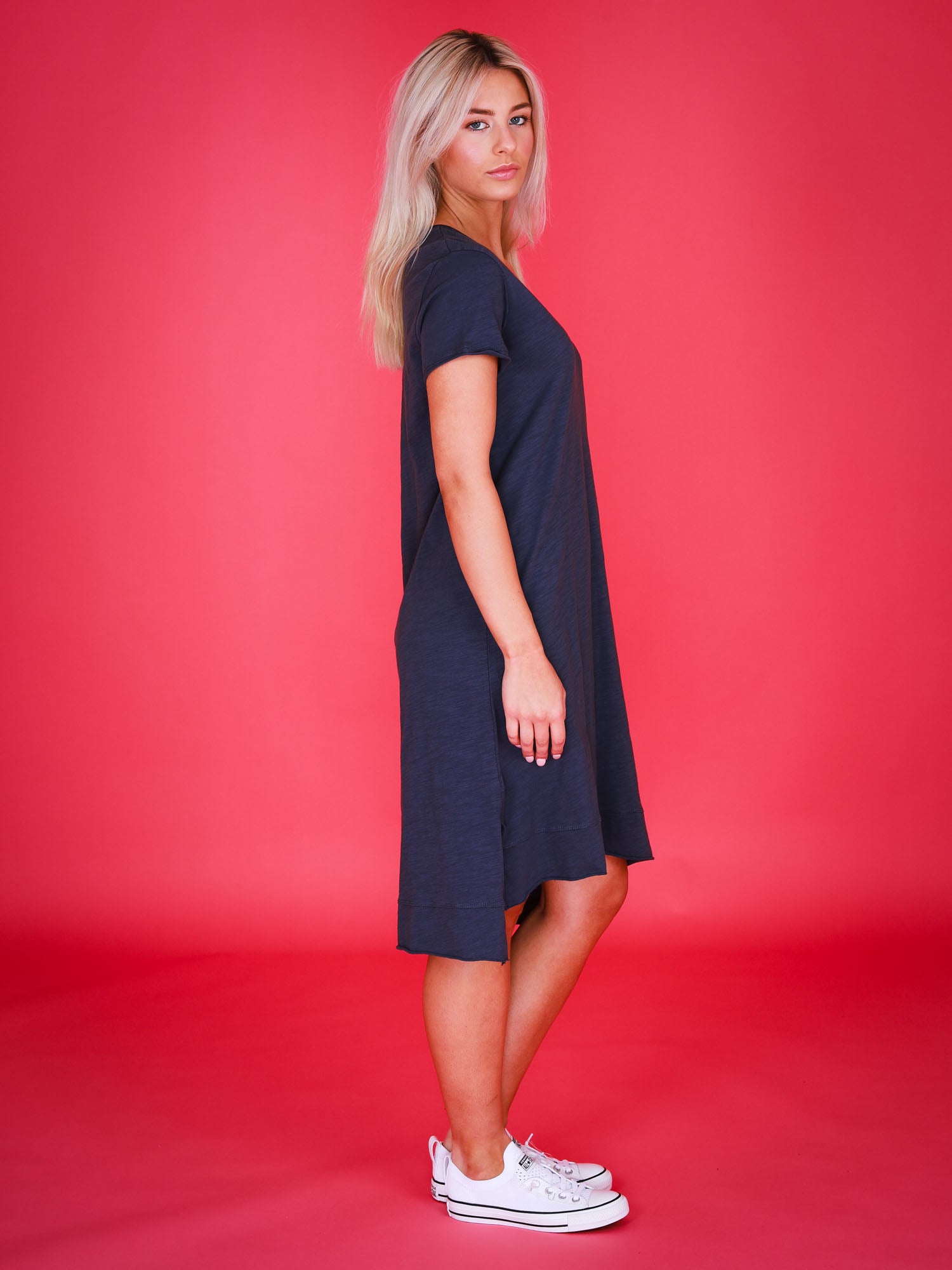 short sleeve midi dress #color_indigo