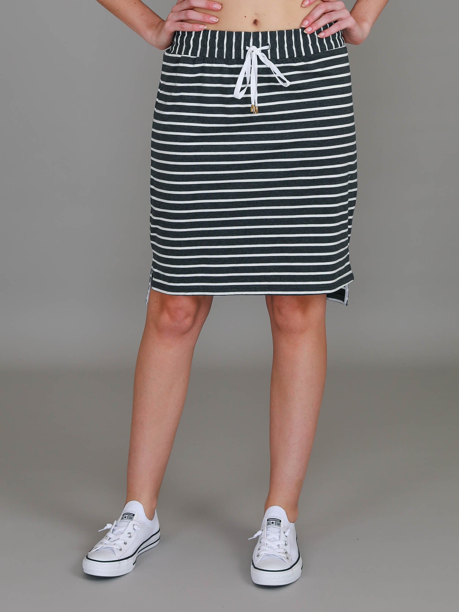women mini skirt #color_charcoal stripe